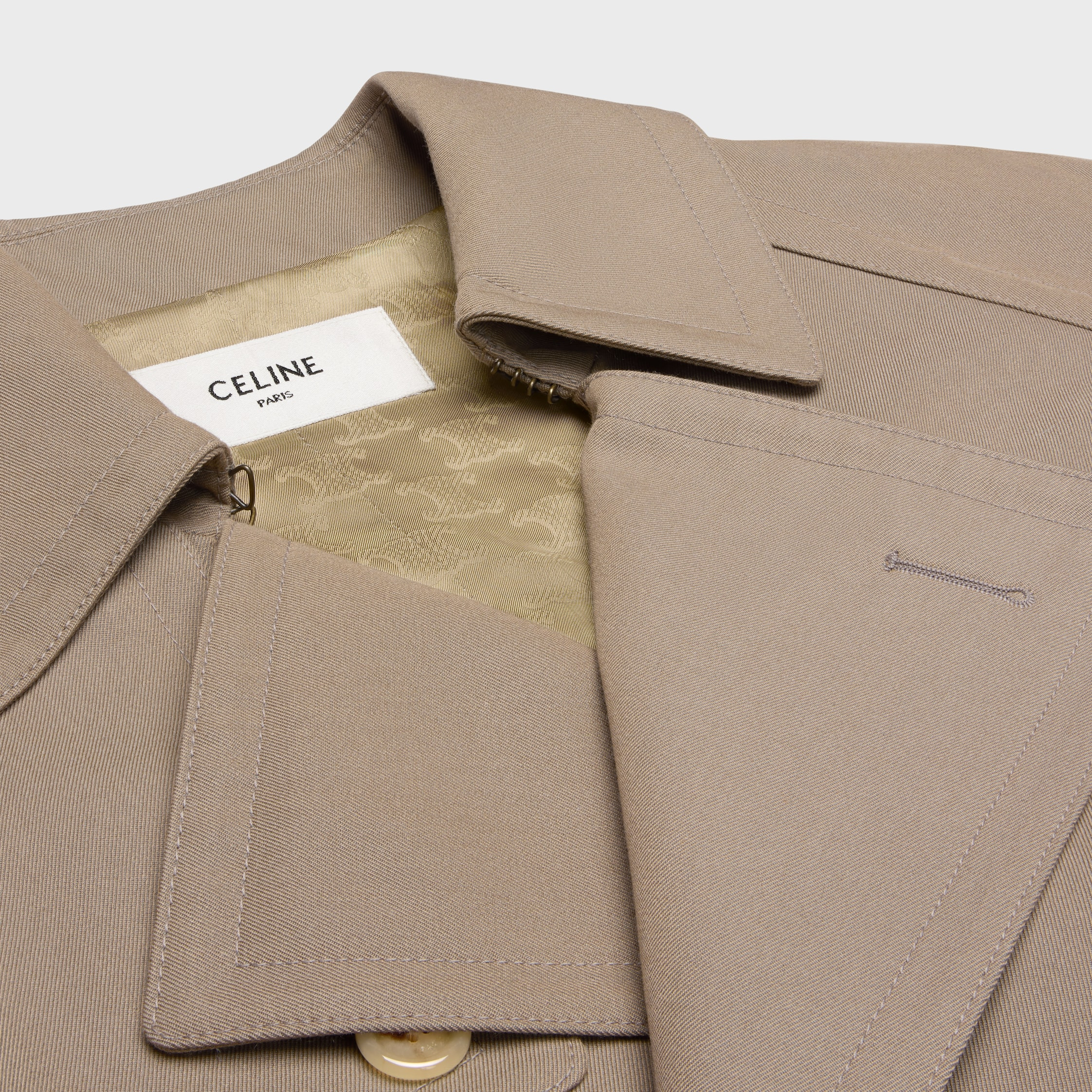 trench coat in wool gabardine and cotton - 3