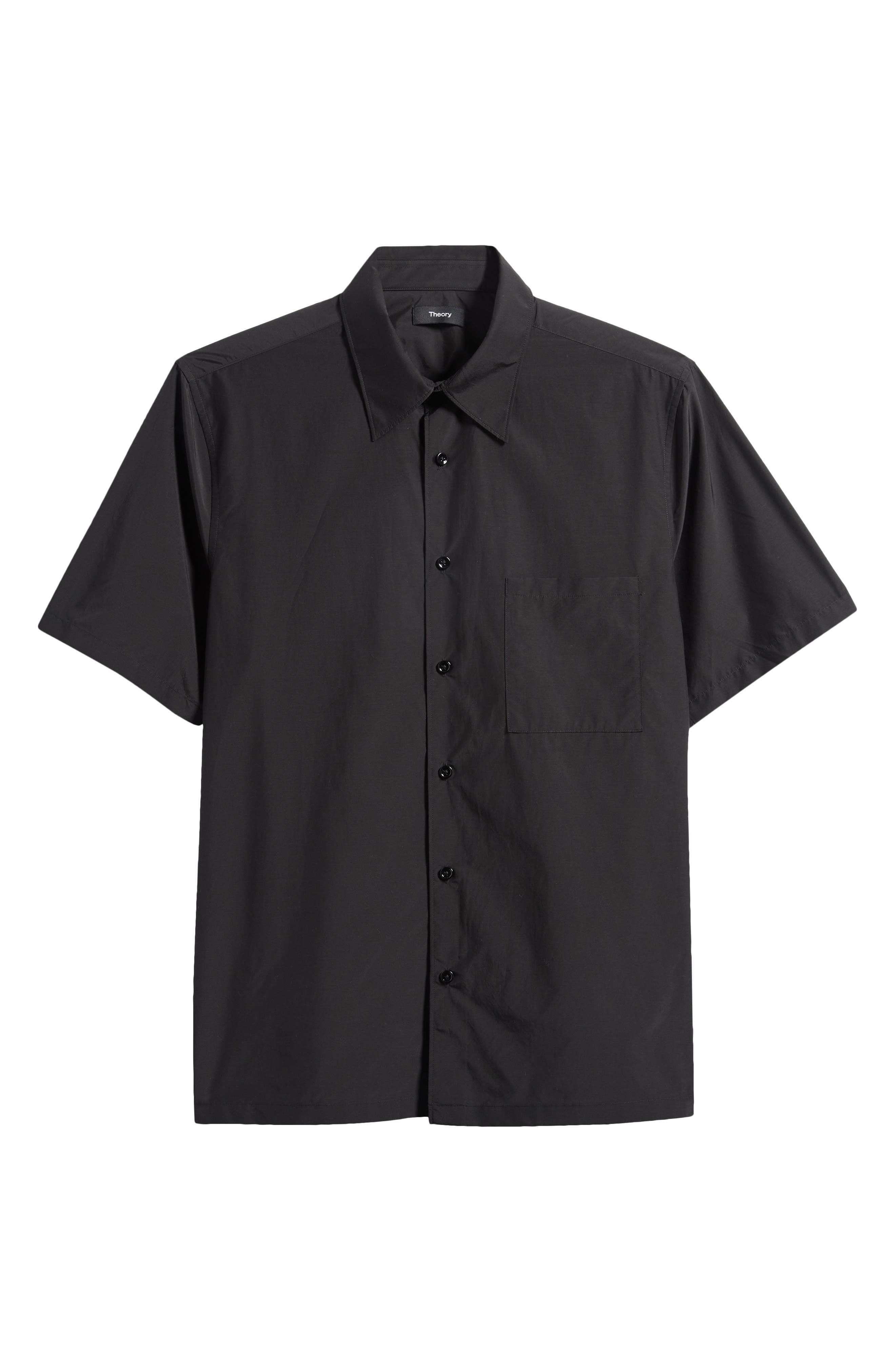 Theory Noll Soft Lawn Short Sleeve Button-Up Shirt in Black at Nordstrom - 6