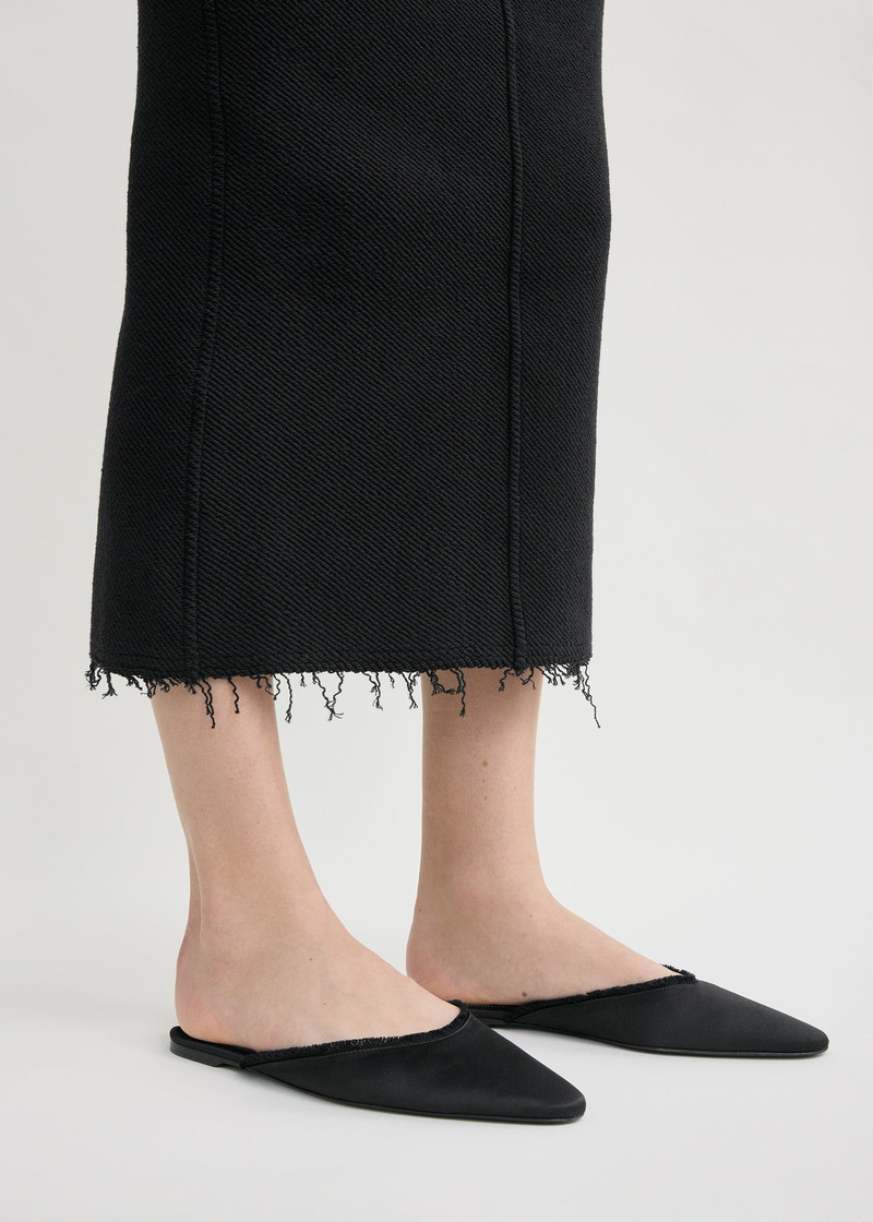 TOTEME Frayed satin lounge slippers black outlook