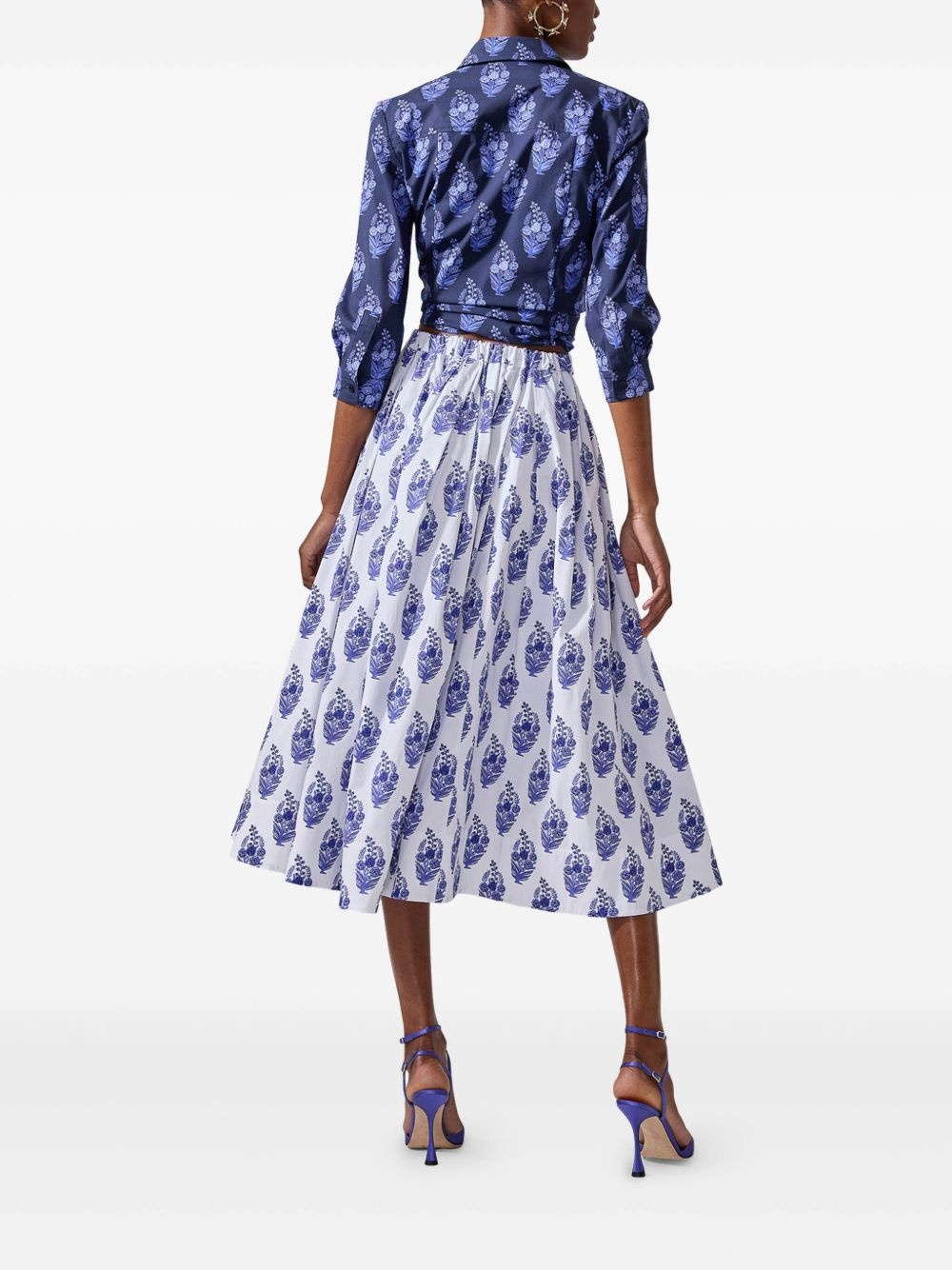 Floral Block-print midi skirt - 3