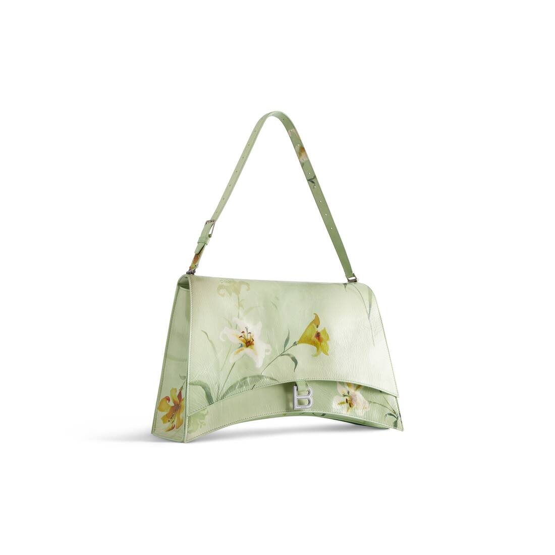 Women's Crush Large Sling Bag With Lilies Print in Green - 4