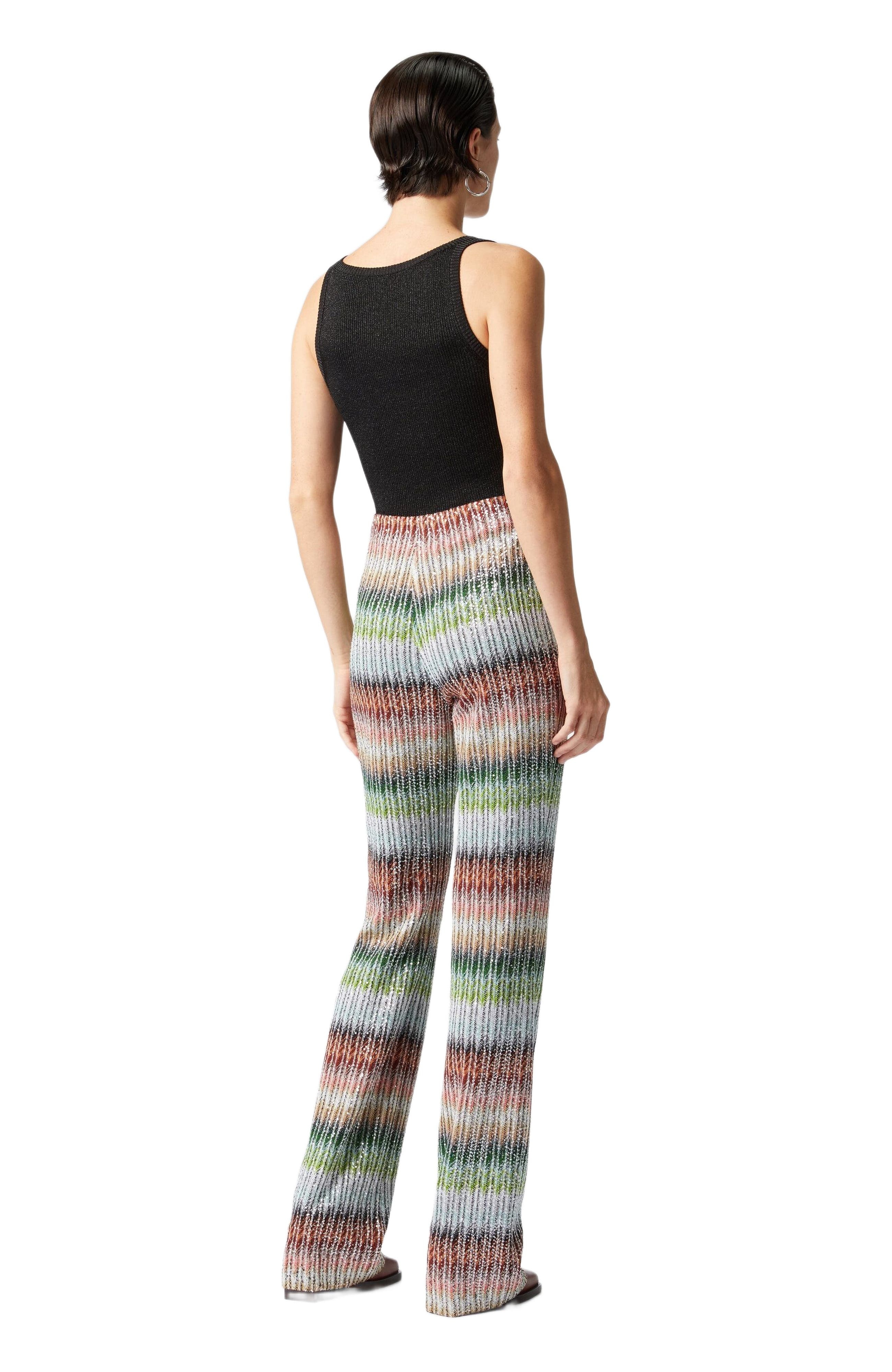 Missoni Flared Trousers In Gradient Zig Zag Knit With Sequins in Multicoloured at Nordstrom - 3