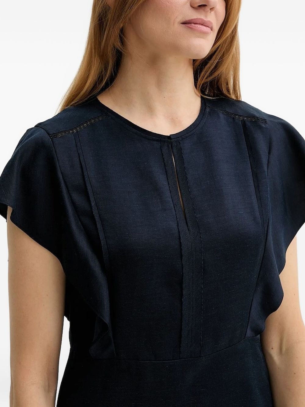flutter-sleeve keyhole midi dress - 3