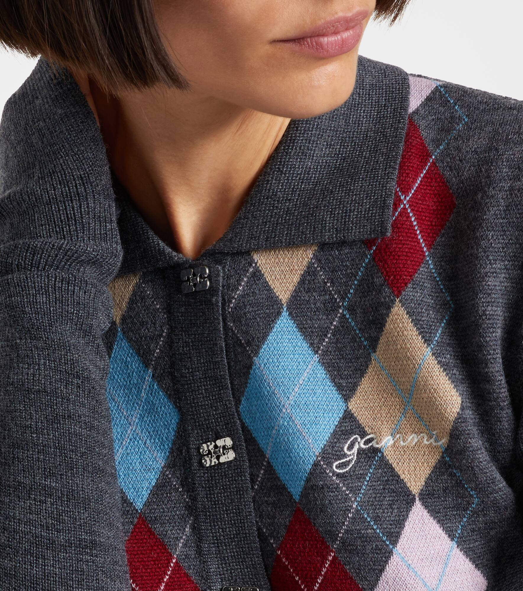 Argyle wool polo sweater - 5