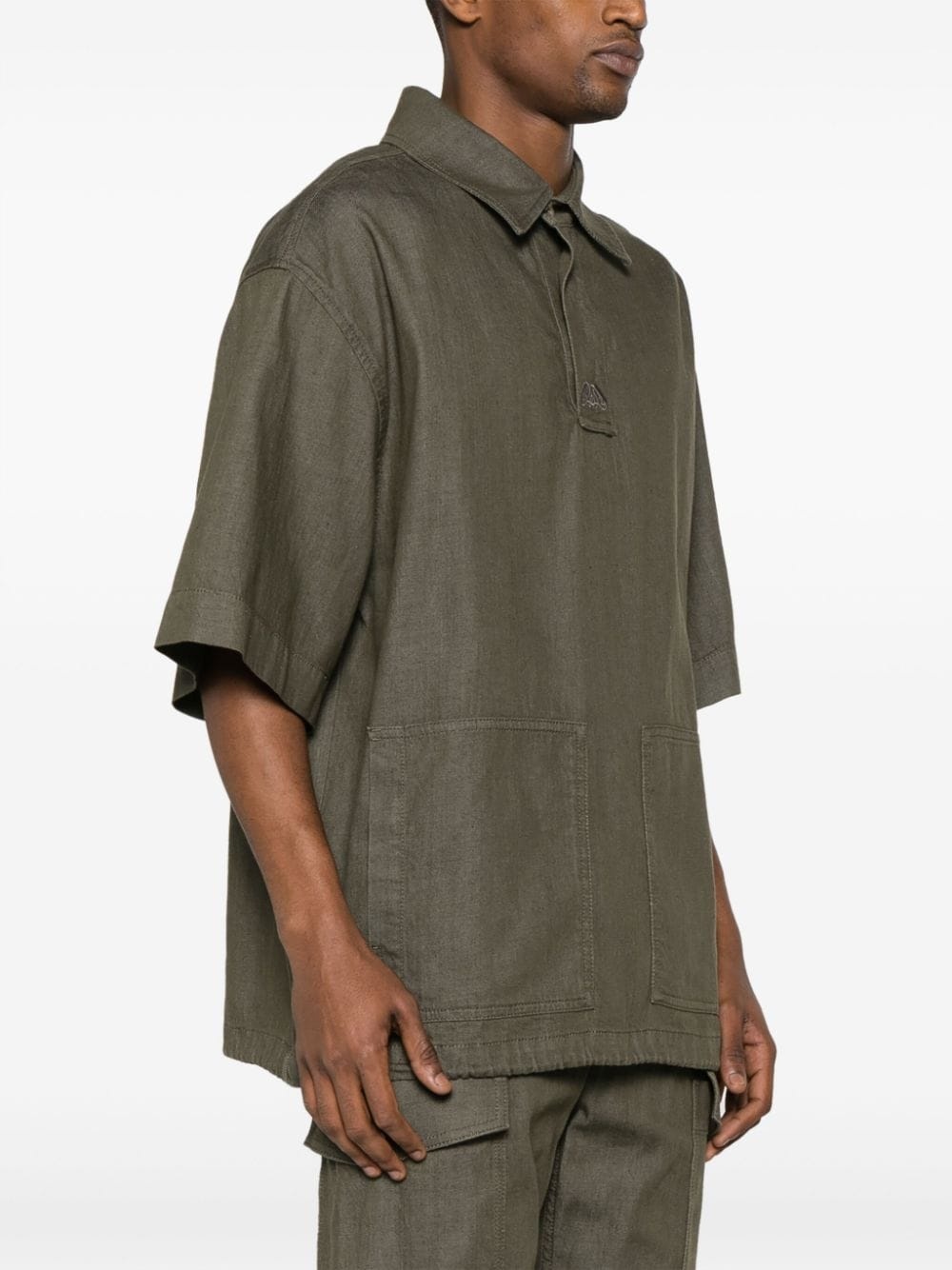 embroidered-logo denim polo shirt - 3