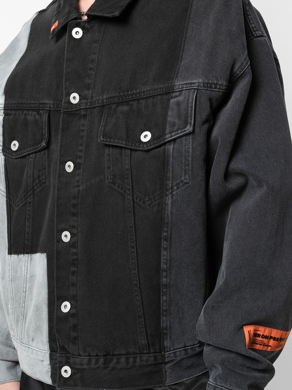 contrast panelled denim jacket - 5
