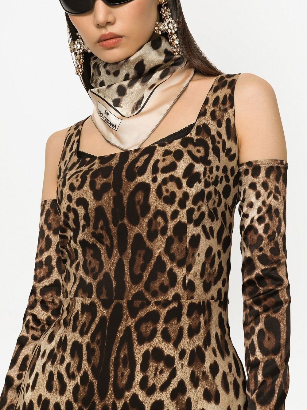 KIM DOLCE&GABBANA leopard-print silk scarf - 2