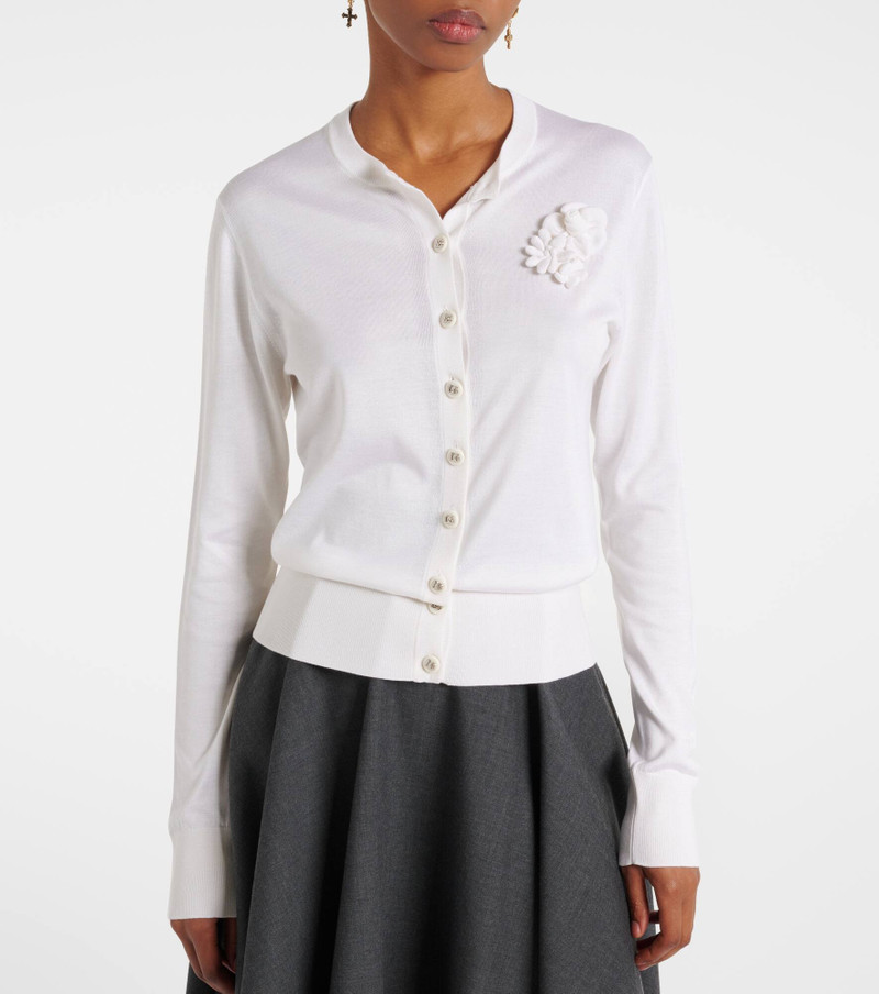 Floral-appliqué silk cardigan 5
