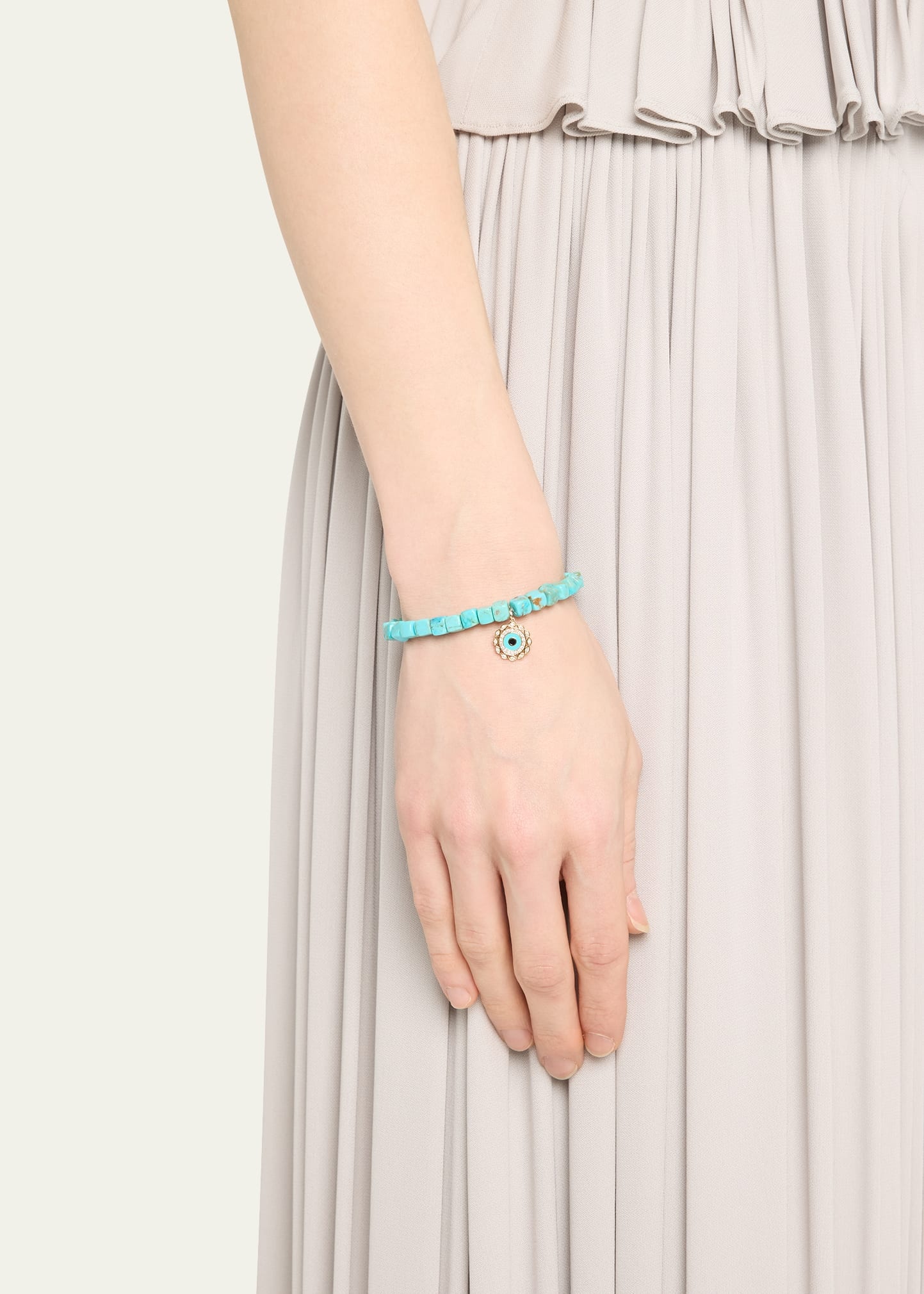 14K Gold and Diamond Marquise Eye Turquoise Bracelet - 2