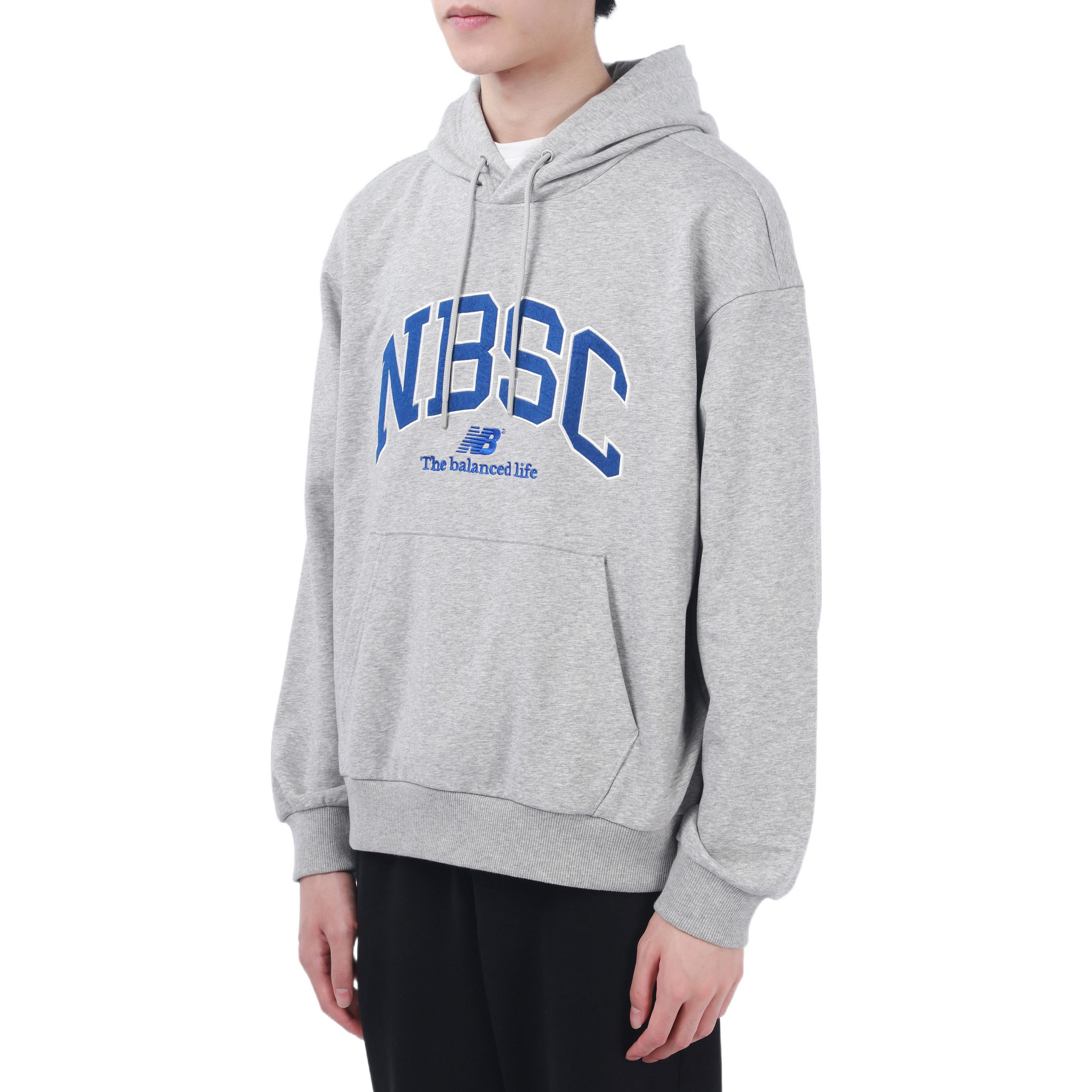 New Balance Logo Print Hoodie 'Grey Blue' 5CC44353-MGR - 4