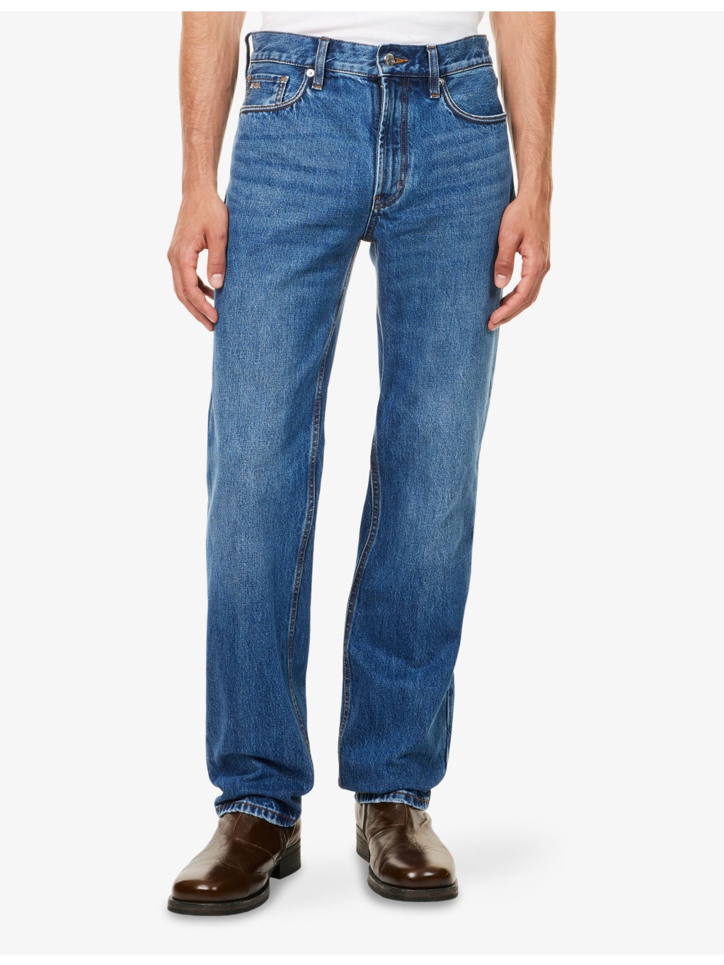 Distressed-Hem Straight-Leg Denim Jeans - 3