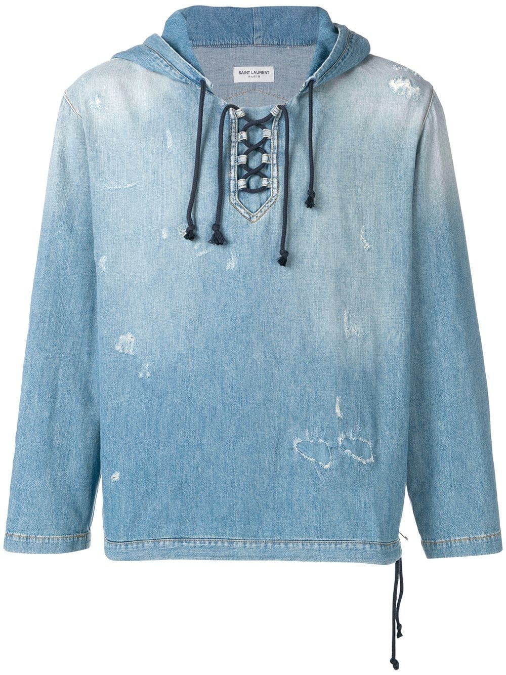 destroyed denim hoodie - 1