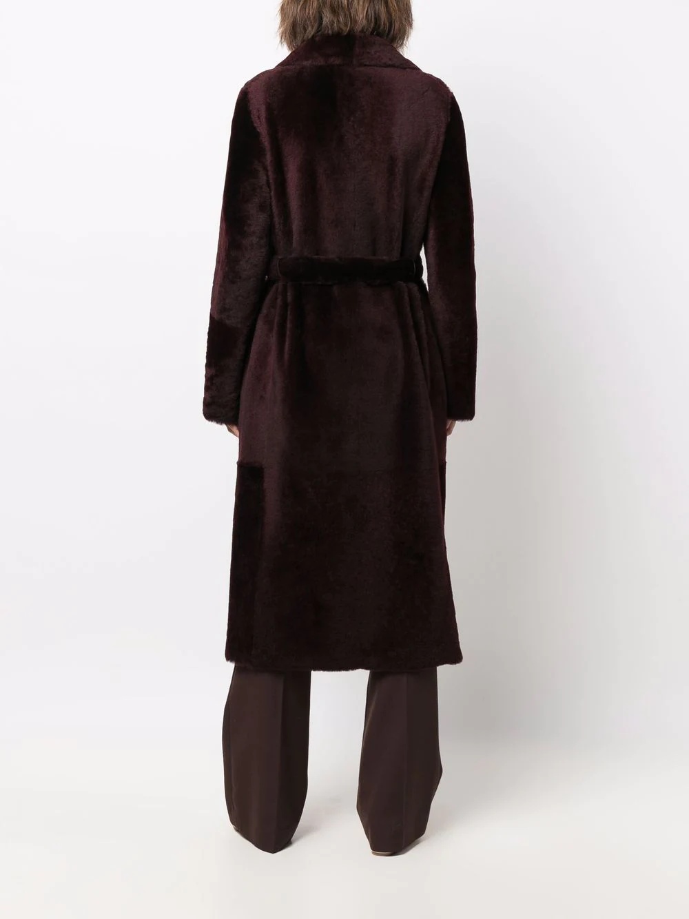 long belted shearling coat - 4