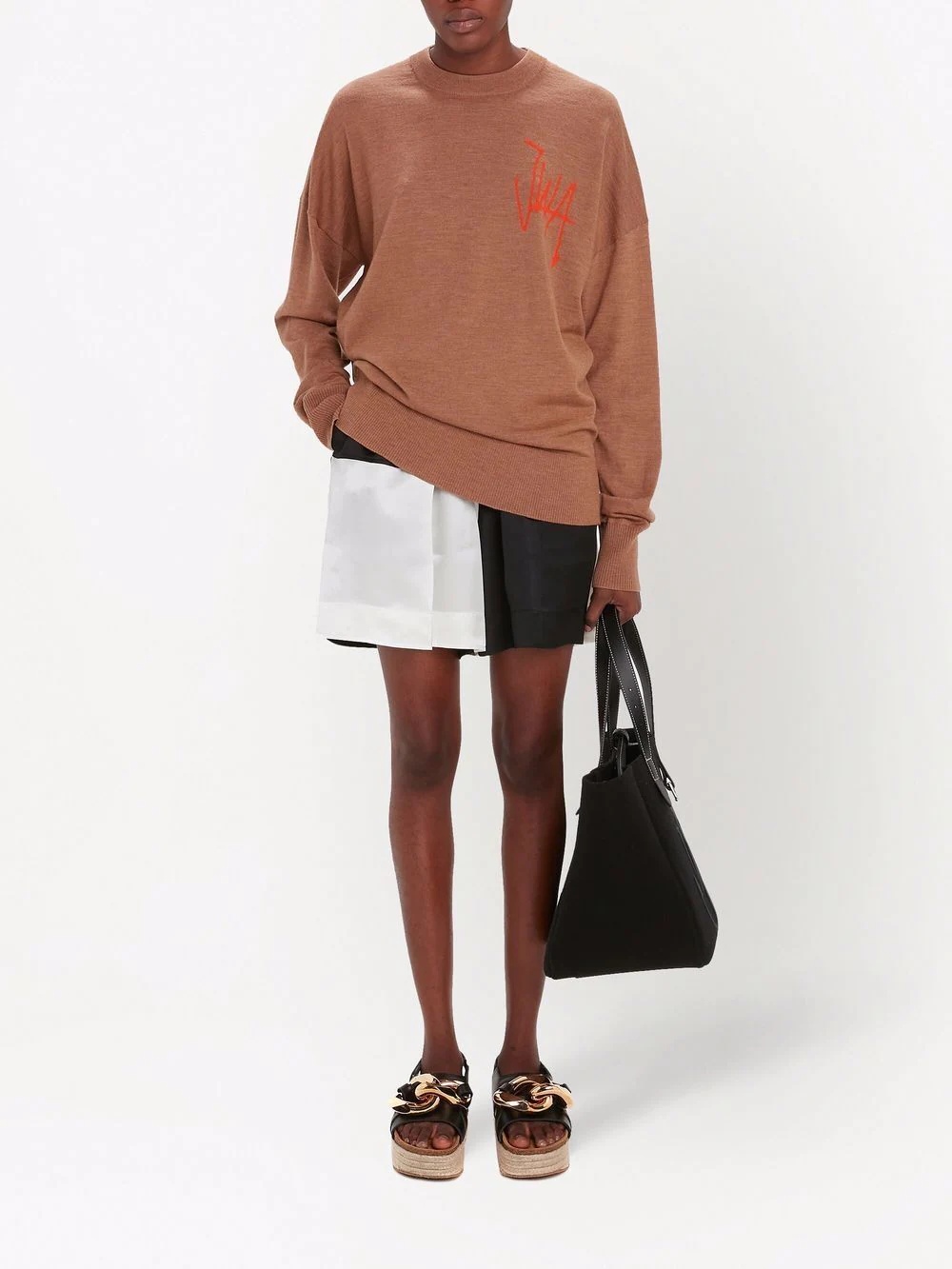 intarsia-logo crew neck jumper - 3