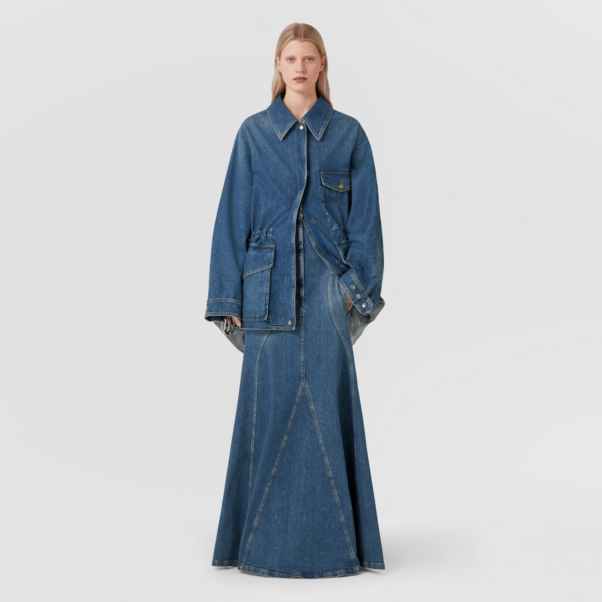 Stonewashed Denim Oversized Field Jacket - 4