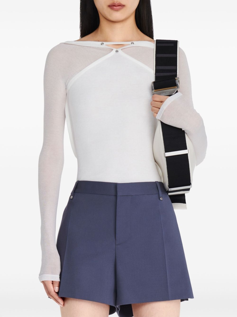 panelled boat-neck top - 4