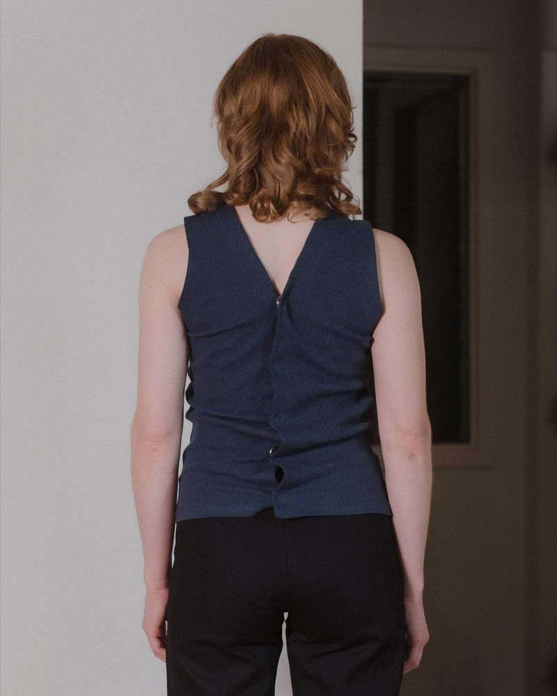 BASERANGE Tav Tank Snaps - Recycled Denim Rib outlook