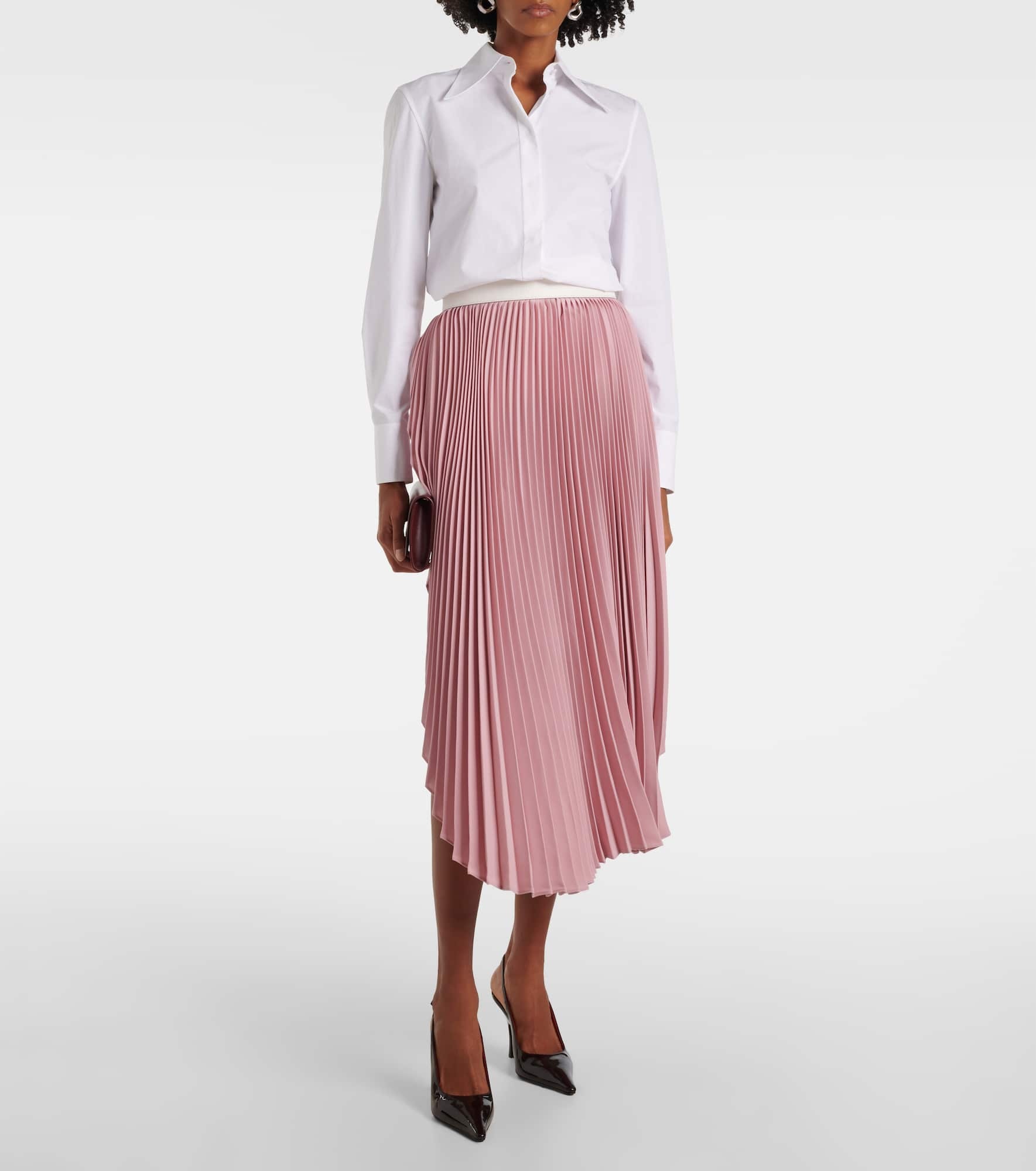 Leather-trimmed plissé maxi skirt - 2