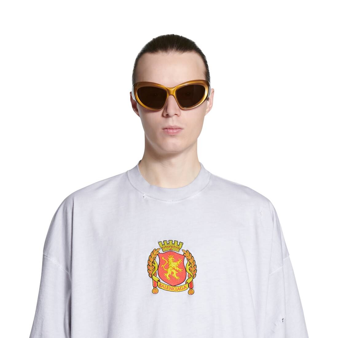 Wrap D-frame Sunglasses in Gold - 5