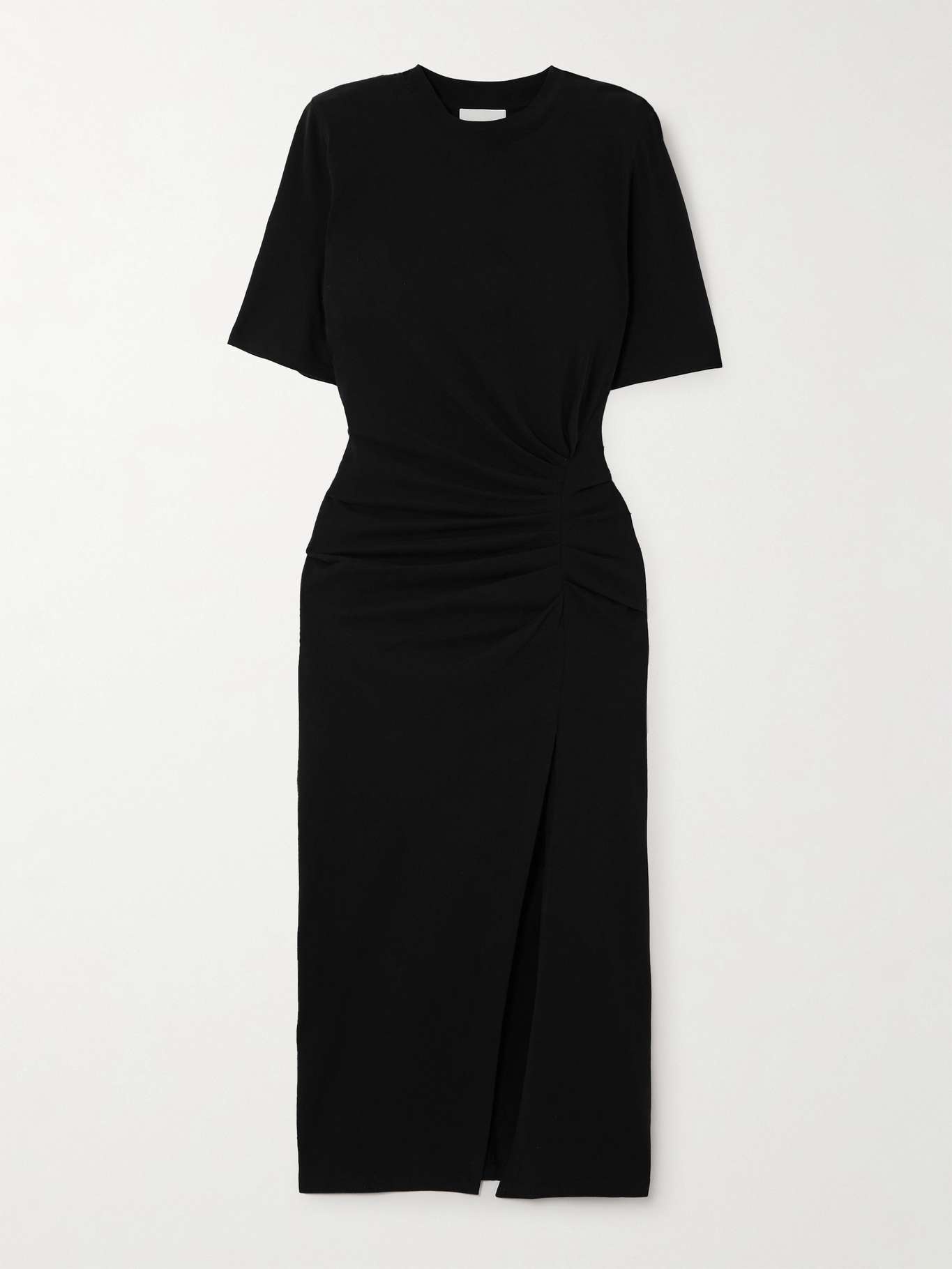 Gathered cotton-jersey midi dress - 1