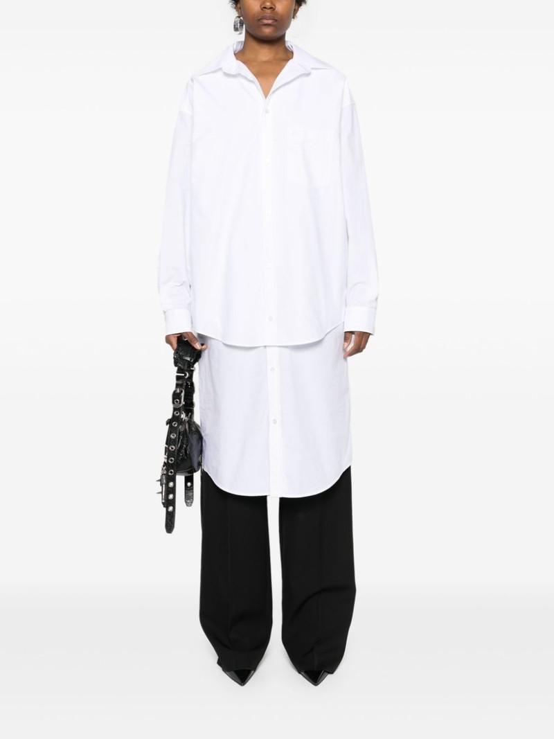 BALENCIAGA embroidered-logo layered shirt dress outlook