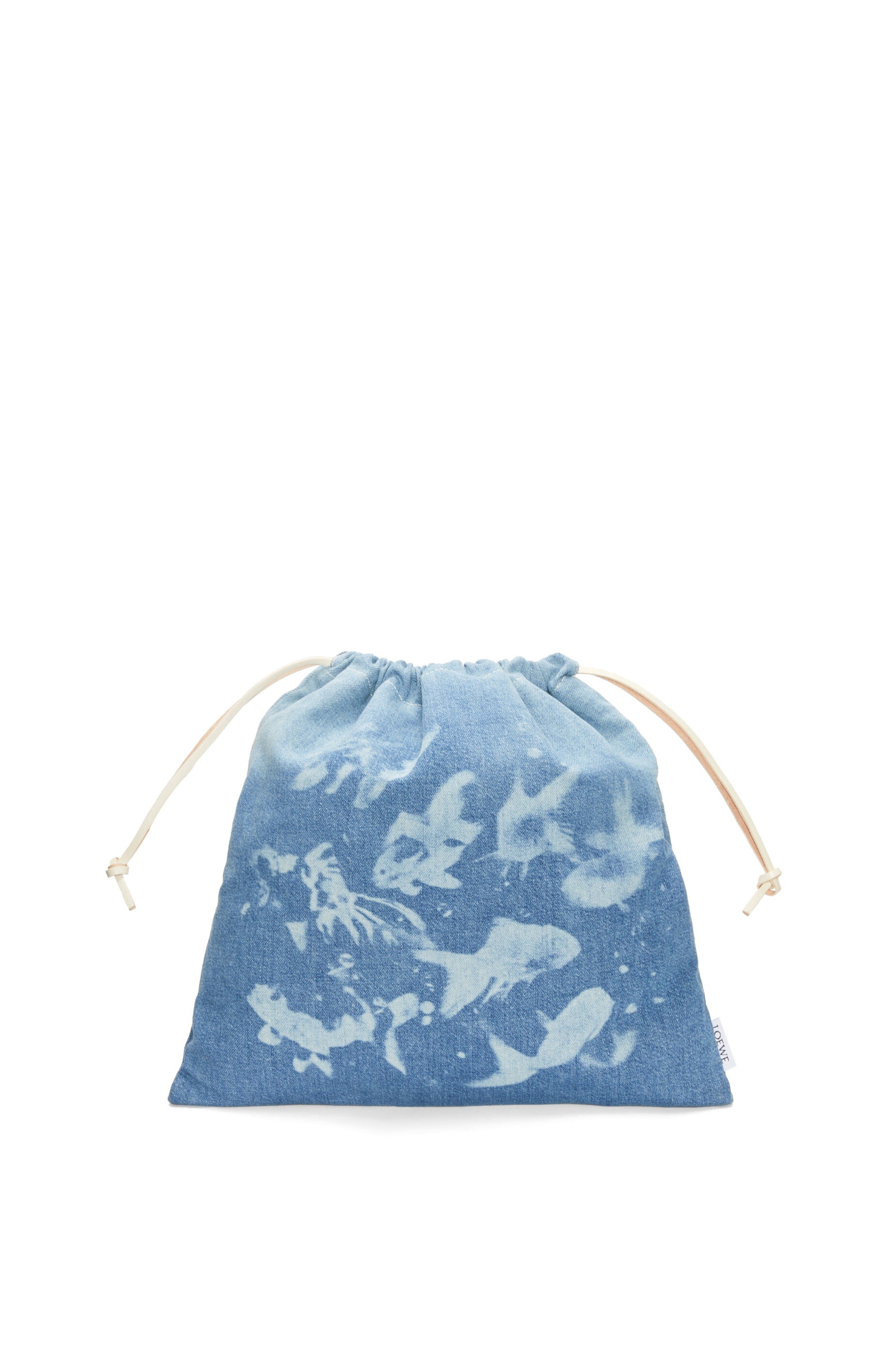 Fish drawstring pouch in denim - 1