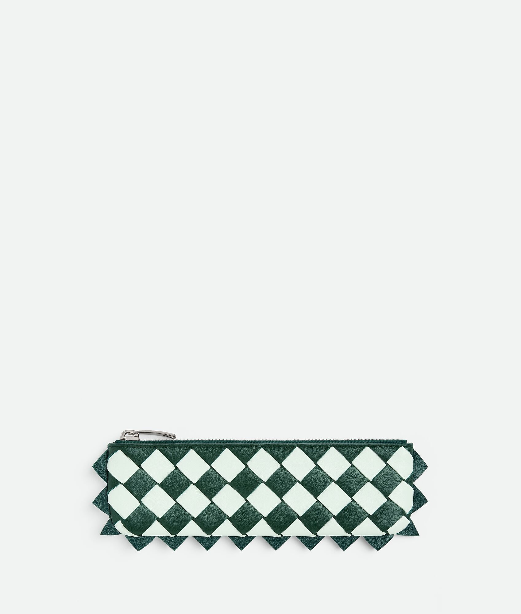 Intrecciato check bicolor leather pencil case with dragon crest detail - 1