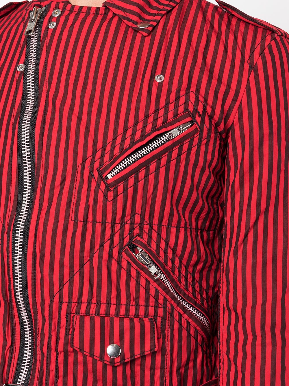 belted stripe-print biker jacket - 9