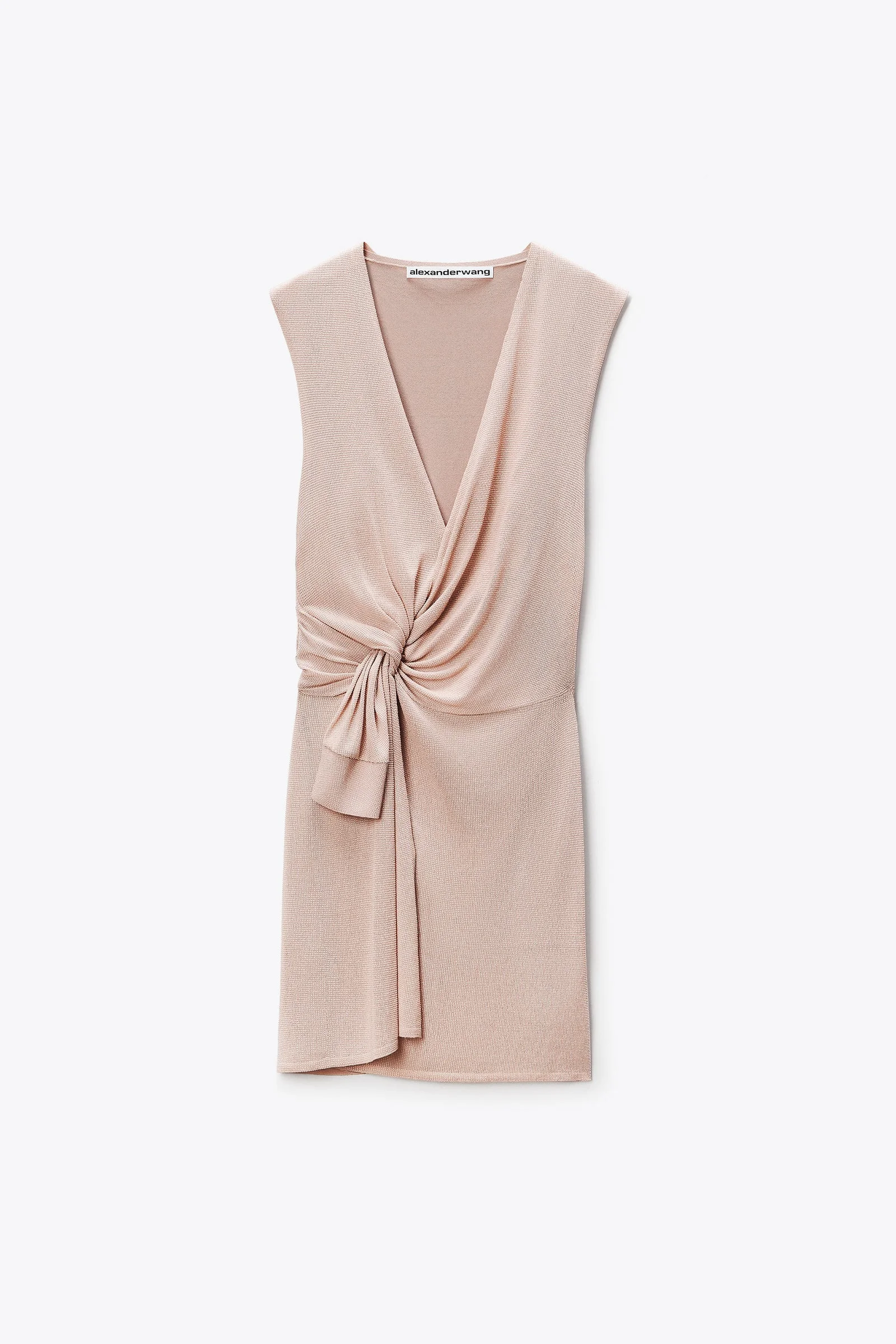 crystal hotfix knotted deep v-neck tank dress - 1