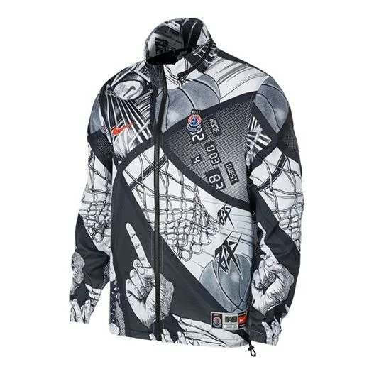 Nike Sportwear Basketball Printing Woven Jacket Black CI9083-010 - 1