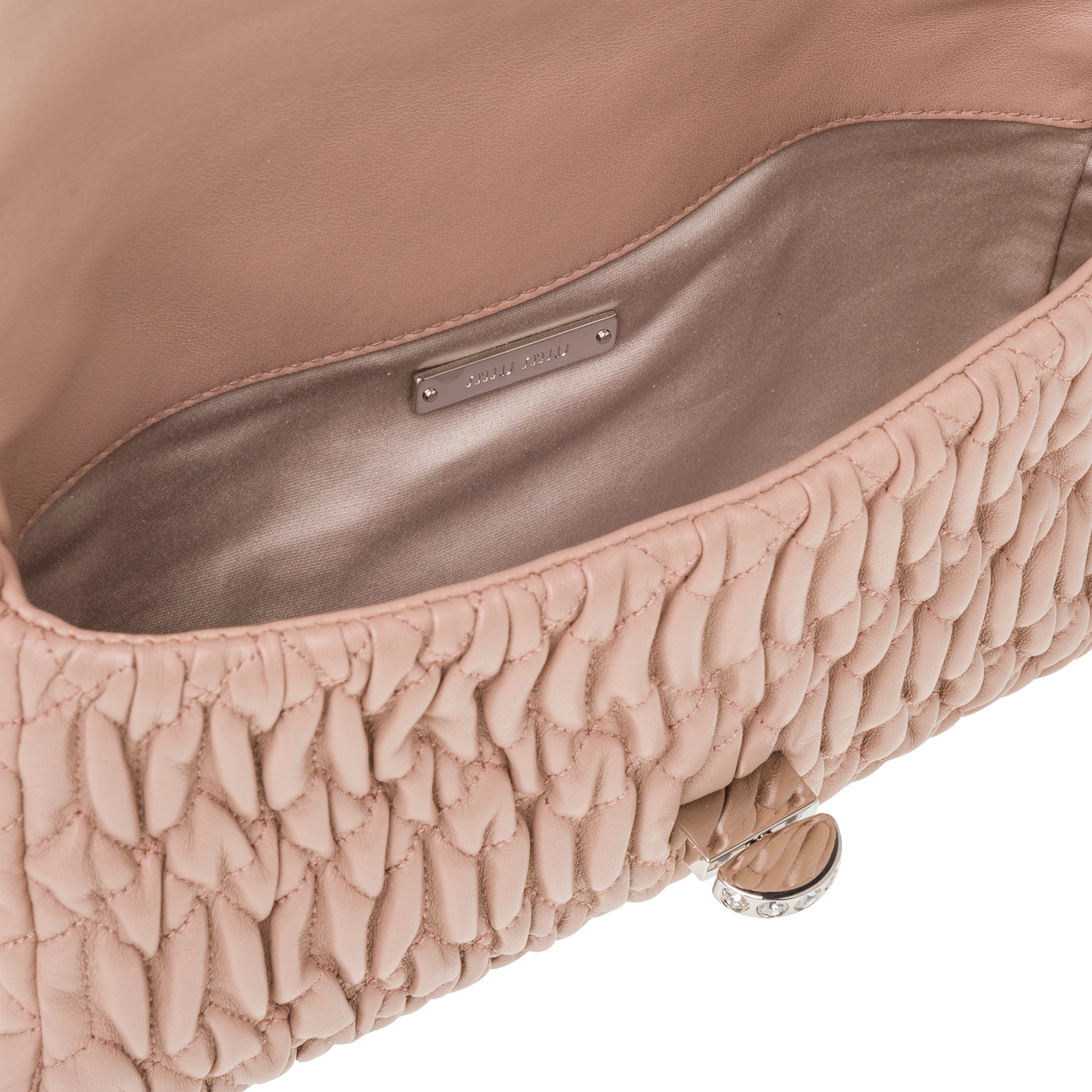 Miu Crystal cloqué nappa leather bag - 7