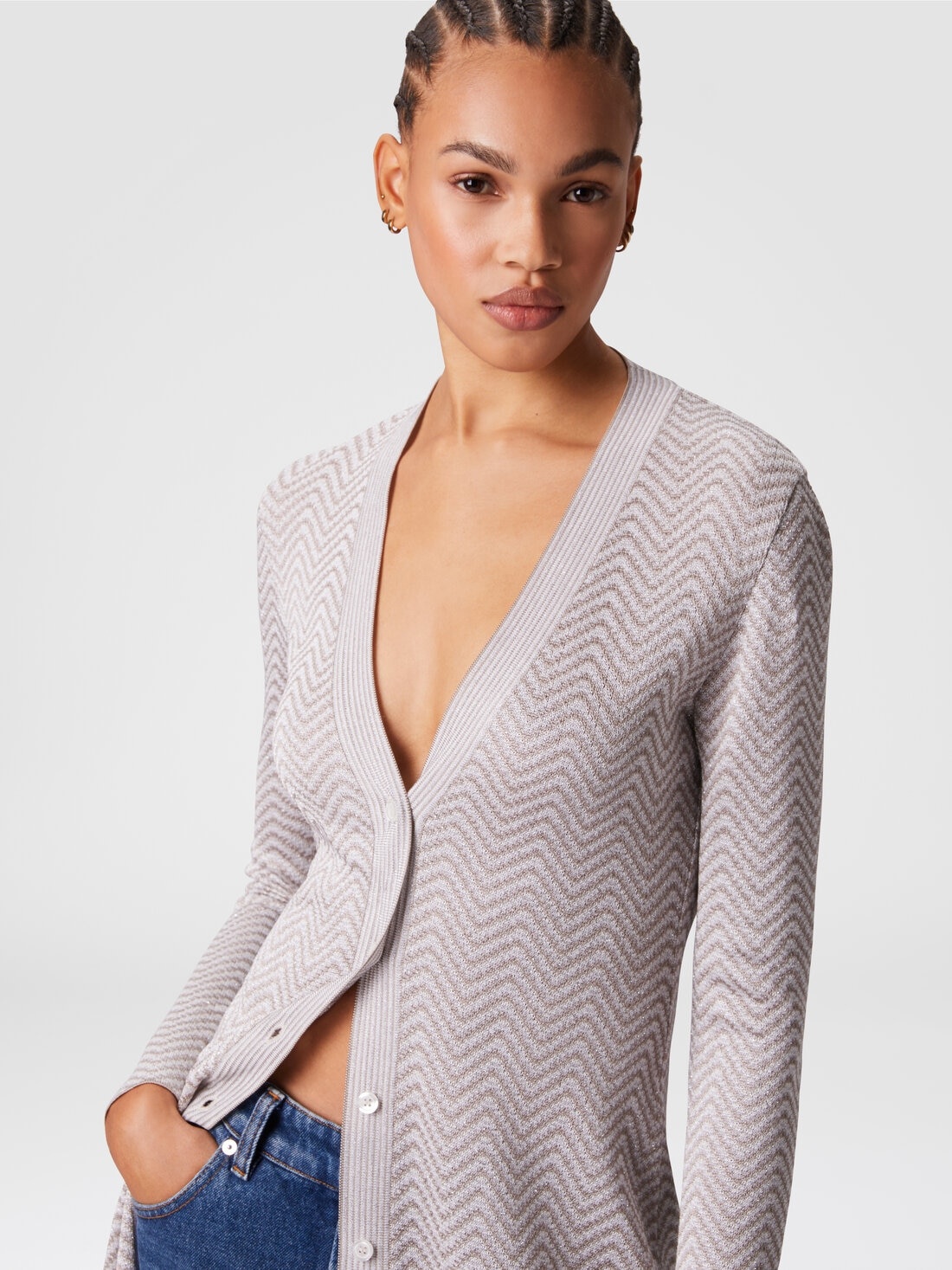 Long cardigan with wave pattern - 4
