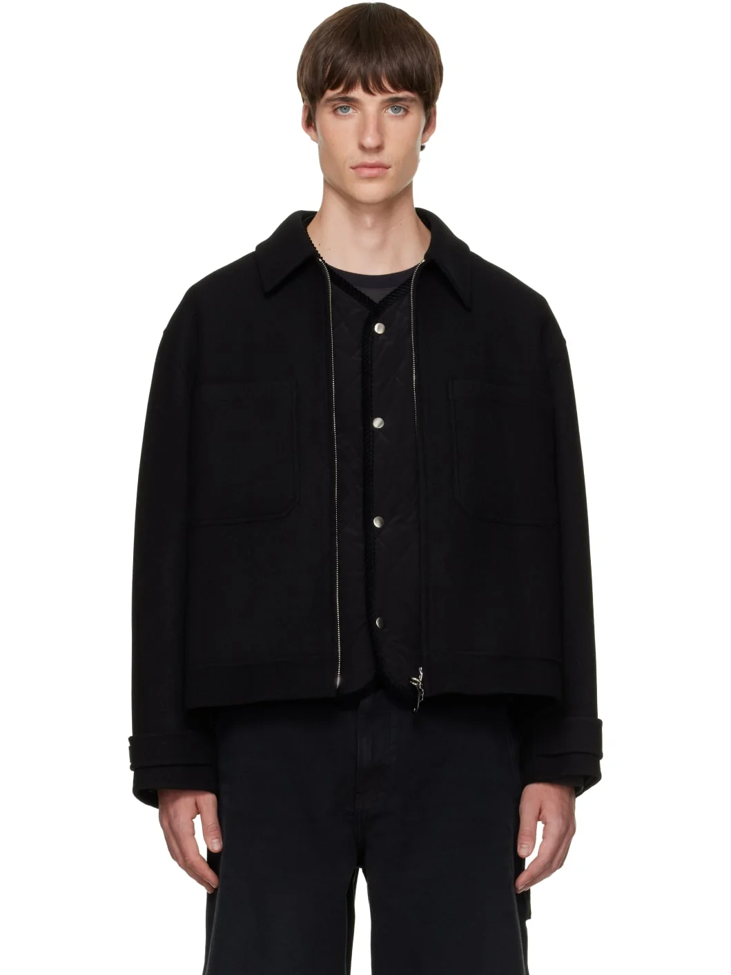 Black Layered Wool Jacket - 1