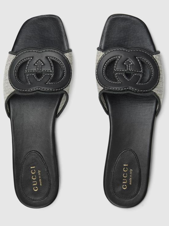 SLIDE SANDAL WITH INTERLOCKING G - 5