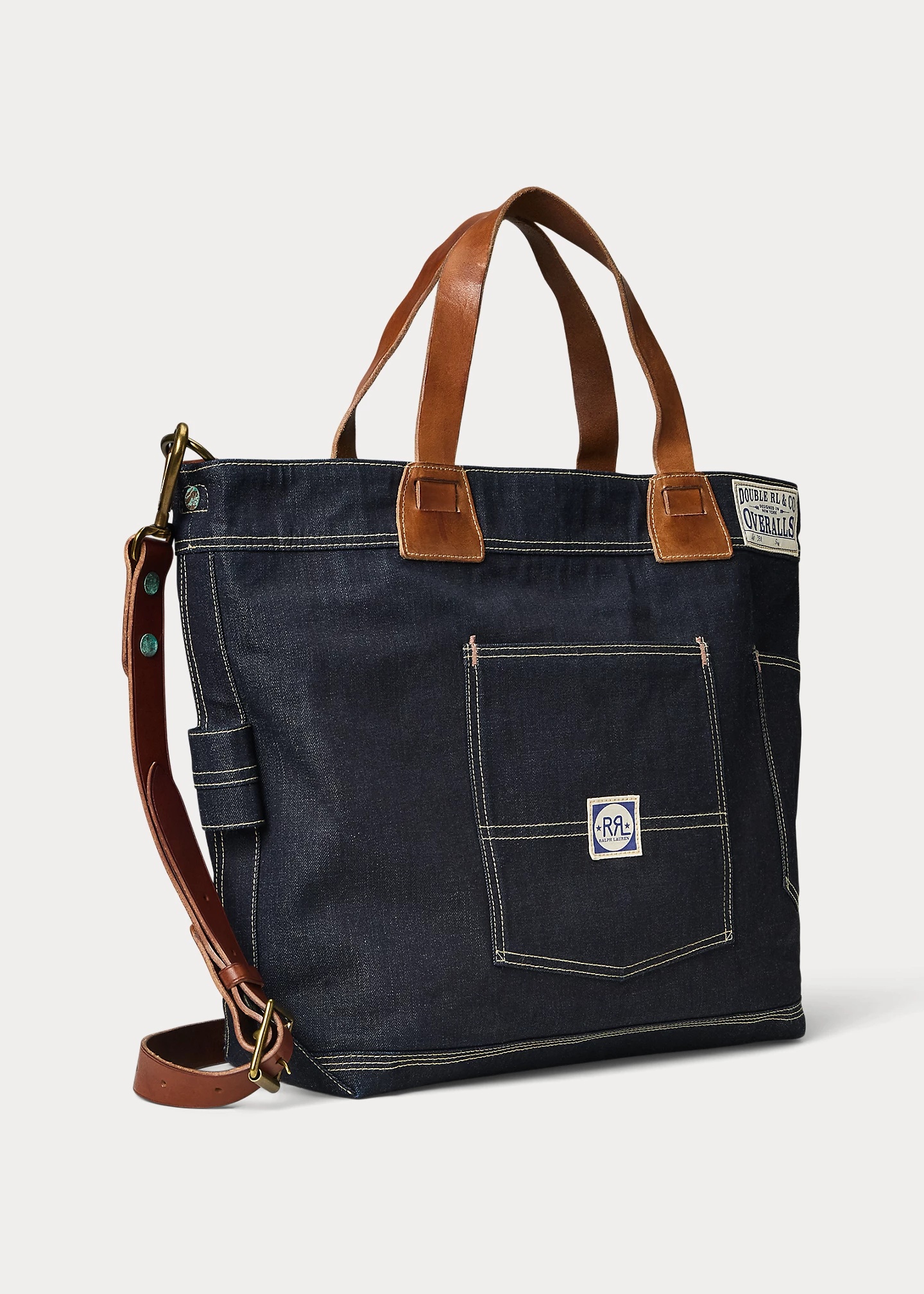 Leather-Trim Indigo Denim Tote - 2
