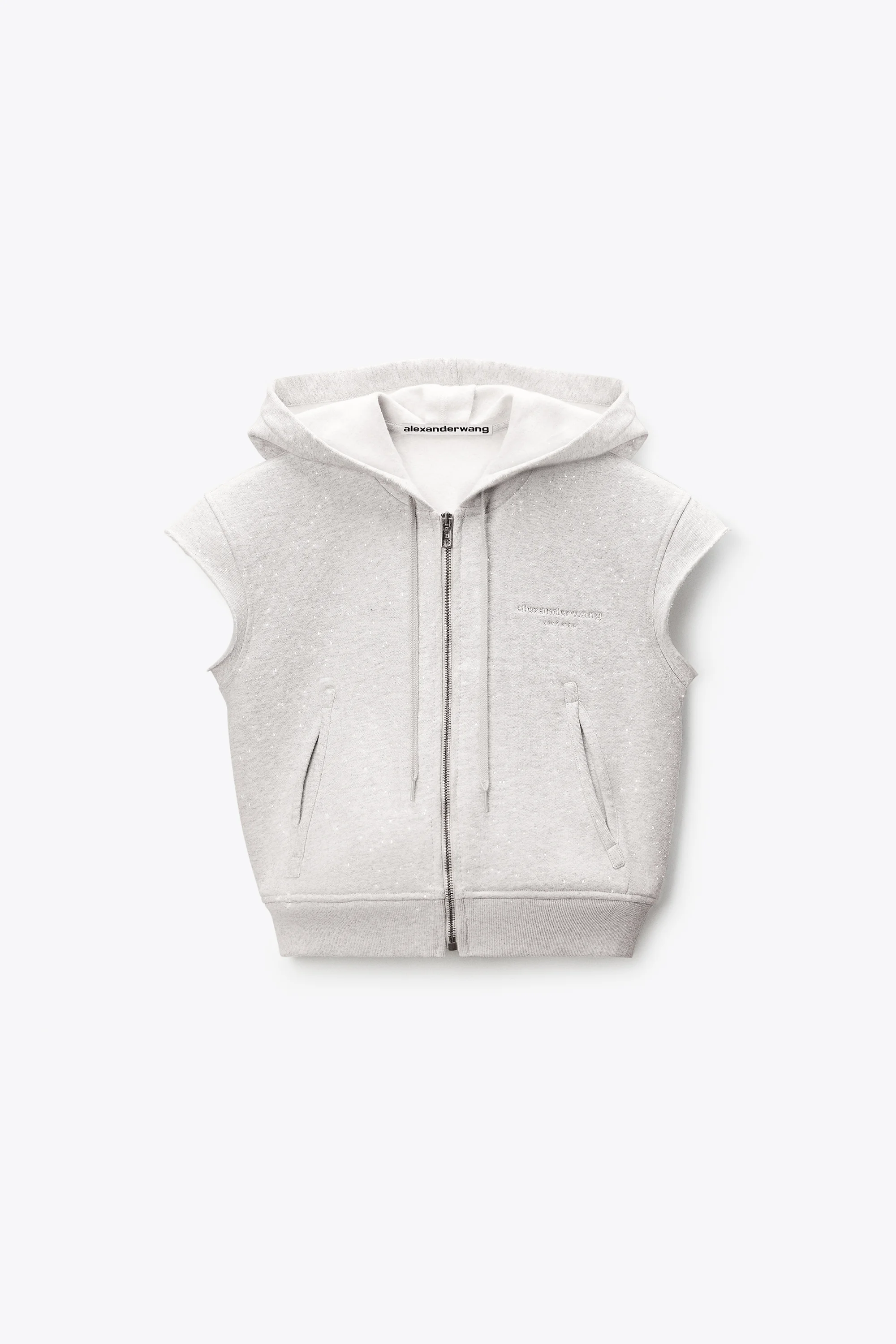 CRYSTAL FITTED SHORT SLEEVE ZIP UP - 1
