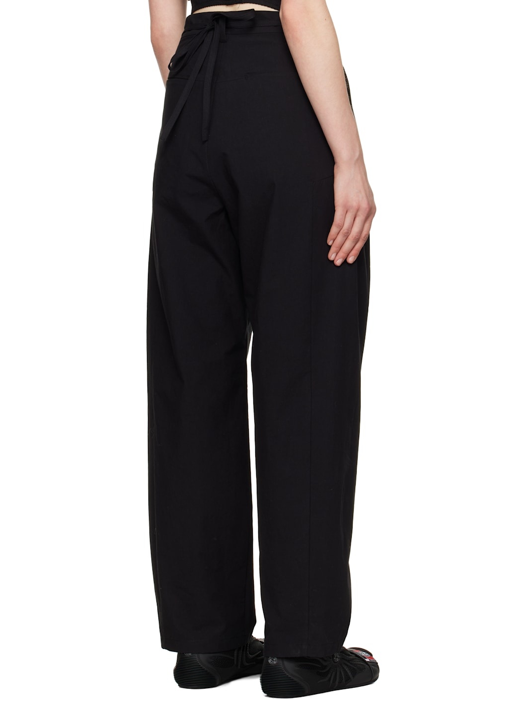 Black Wide Beaded Belt Trousers - 3