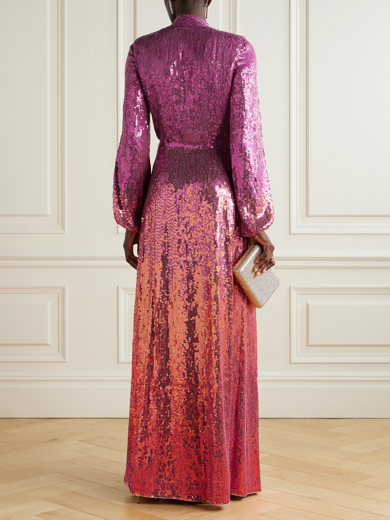 Sequined Jersey Wrap Gown - 3