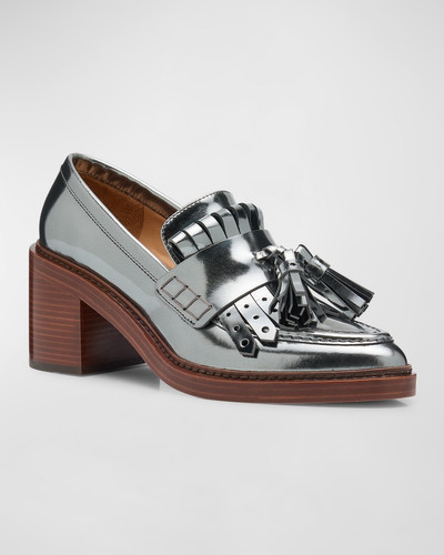 ULLA JOHNSON Fiona Metallic Kiltie Tassel Loafers outlook