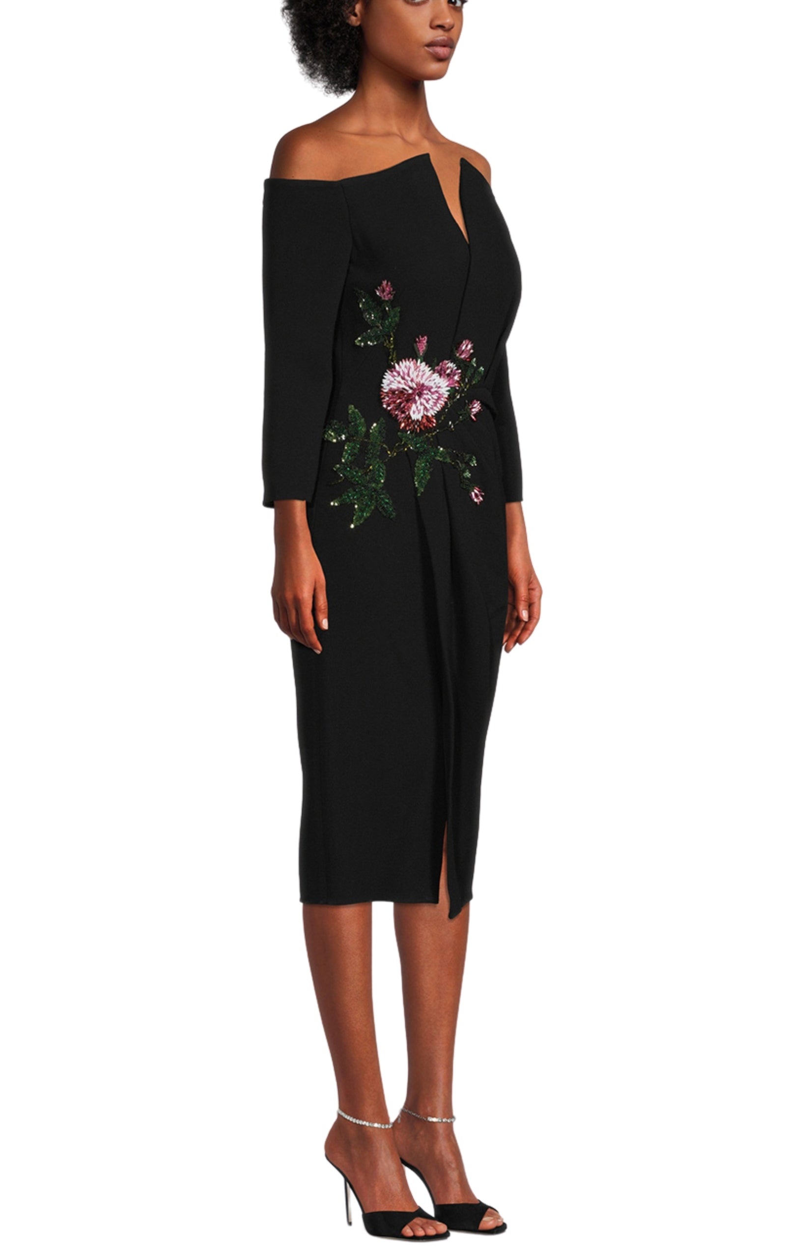 V-NECK CRYSTAL COCKTAIL DRESS - 5