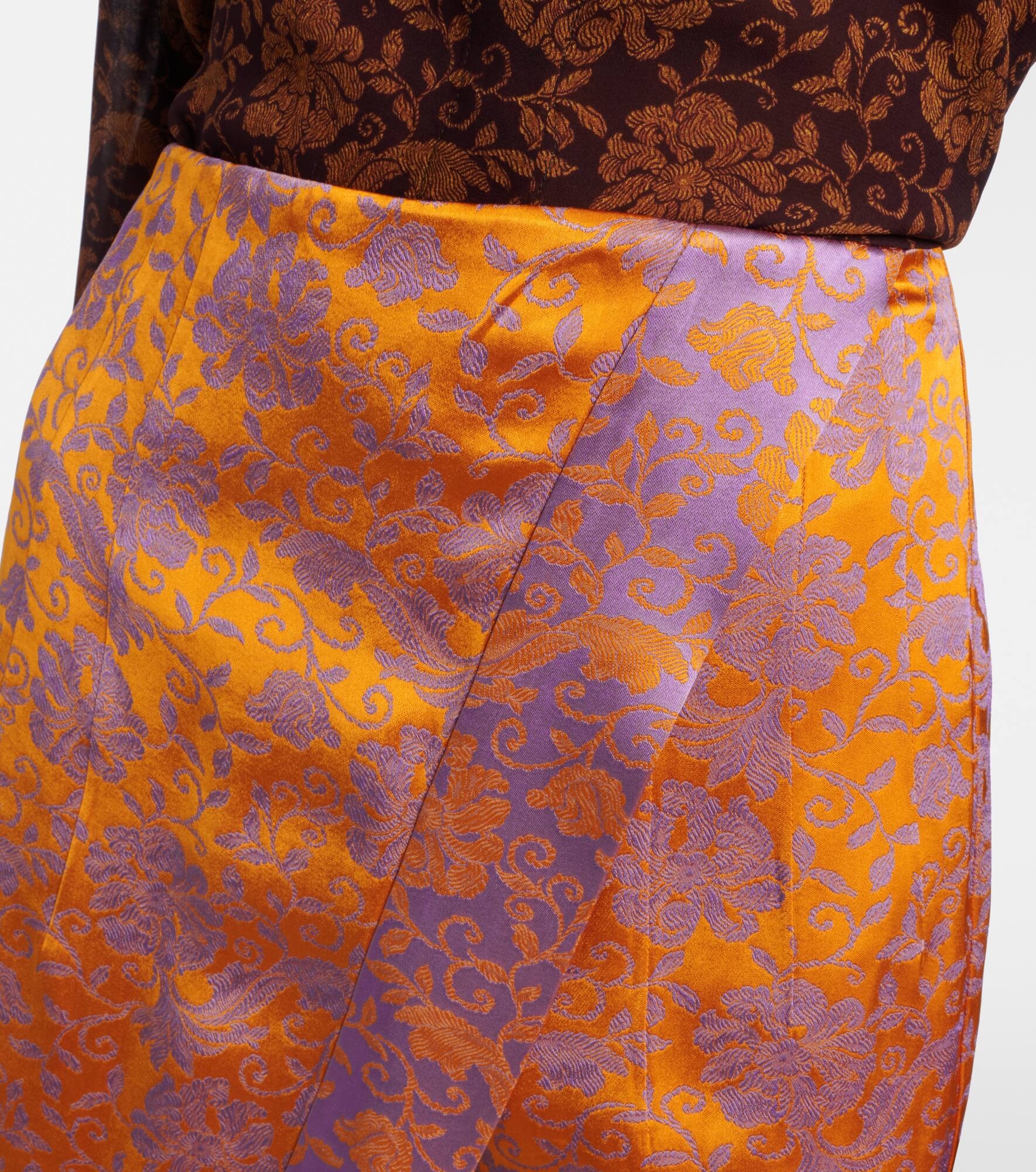 Floral satin jacquard midi skirt - 4