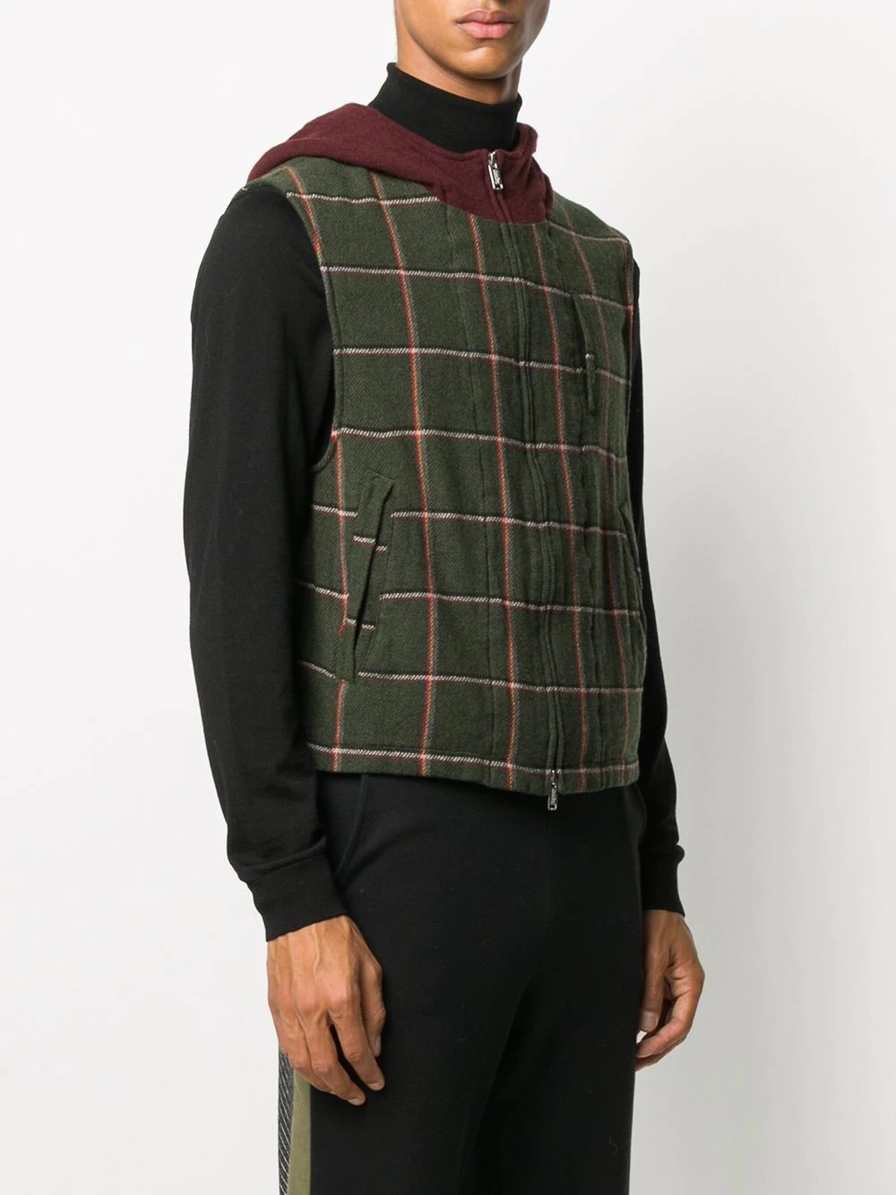 check hooded gilet - 3