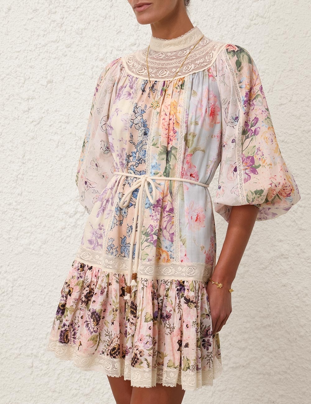 【Zimmermann】HALLIDAY YOKE MINI DRESS スタンドカラー ミニ Zimmermann HALLIDAY YOKE MINI DRESS | REVERSIBLE