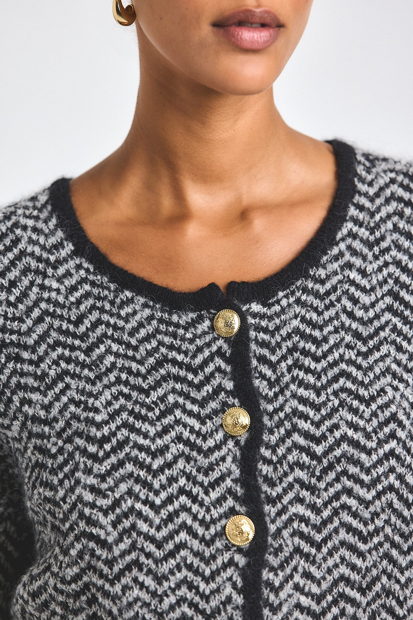 SABINE HERRINGBONE KNIT CARDIGAN - 2