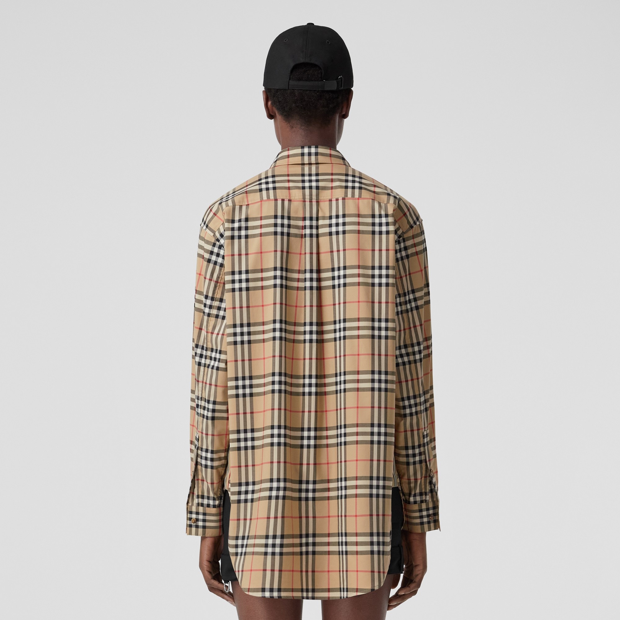 Vintage Check Stretch Cotton Oversized Shirt - 3