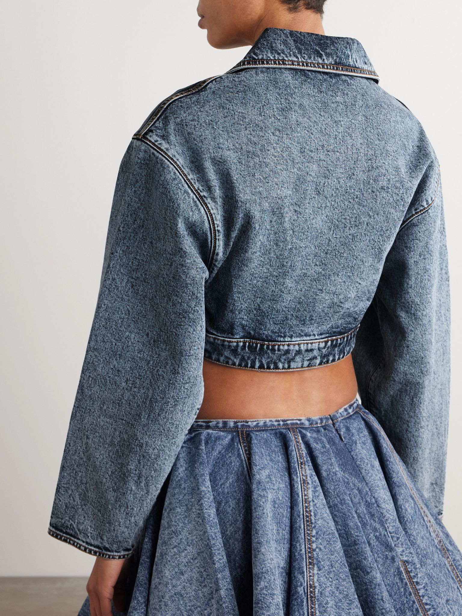 Cropped asymmetric denim jacket Blue - 3