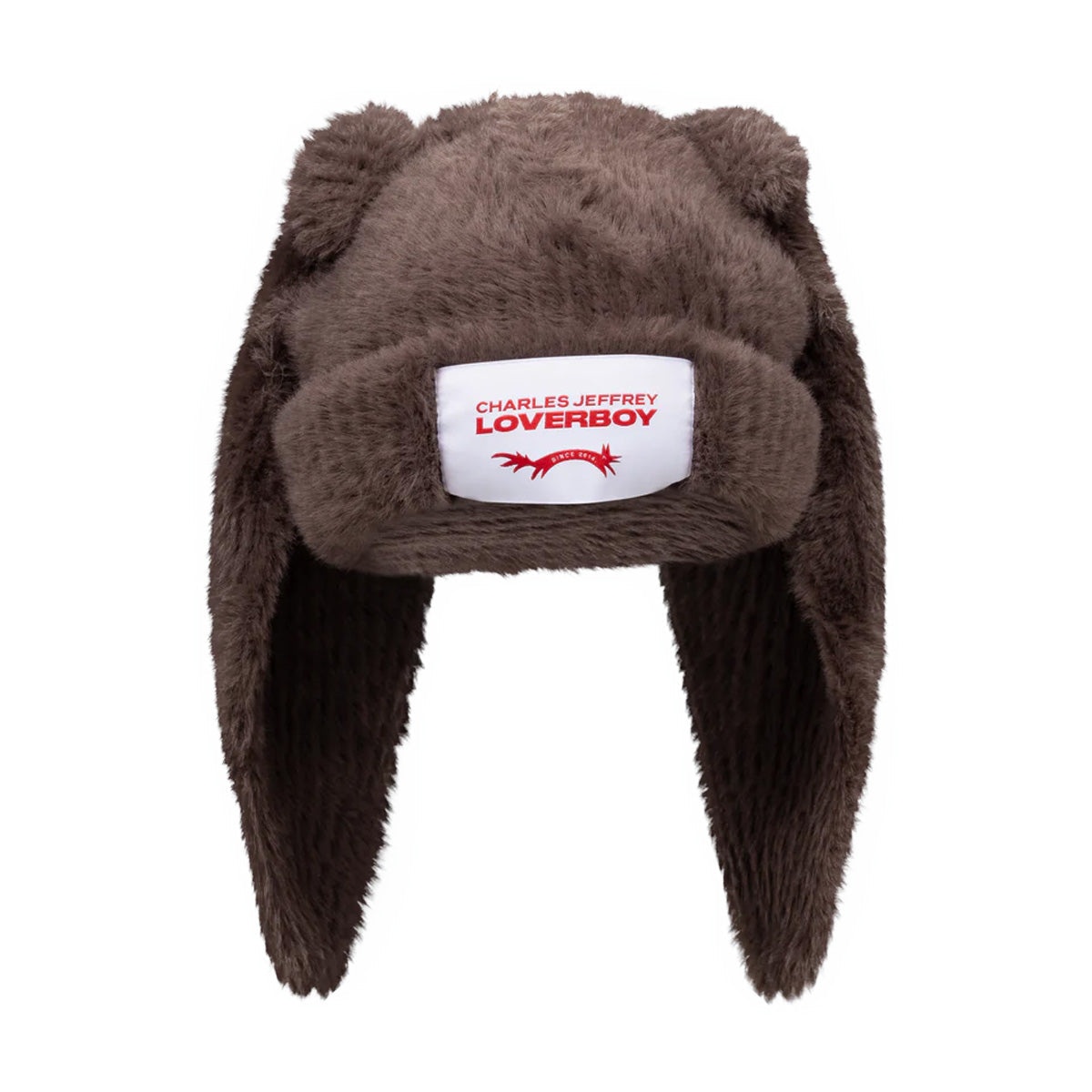 FLUFFY CHUNKY RABBIT BEANIE (BROWN) - 1