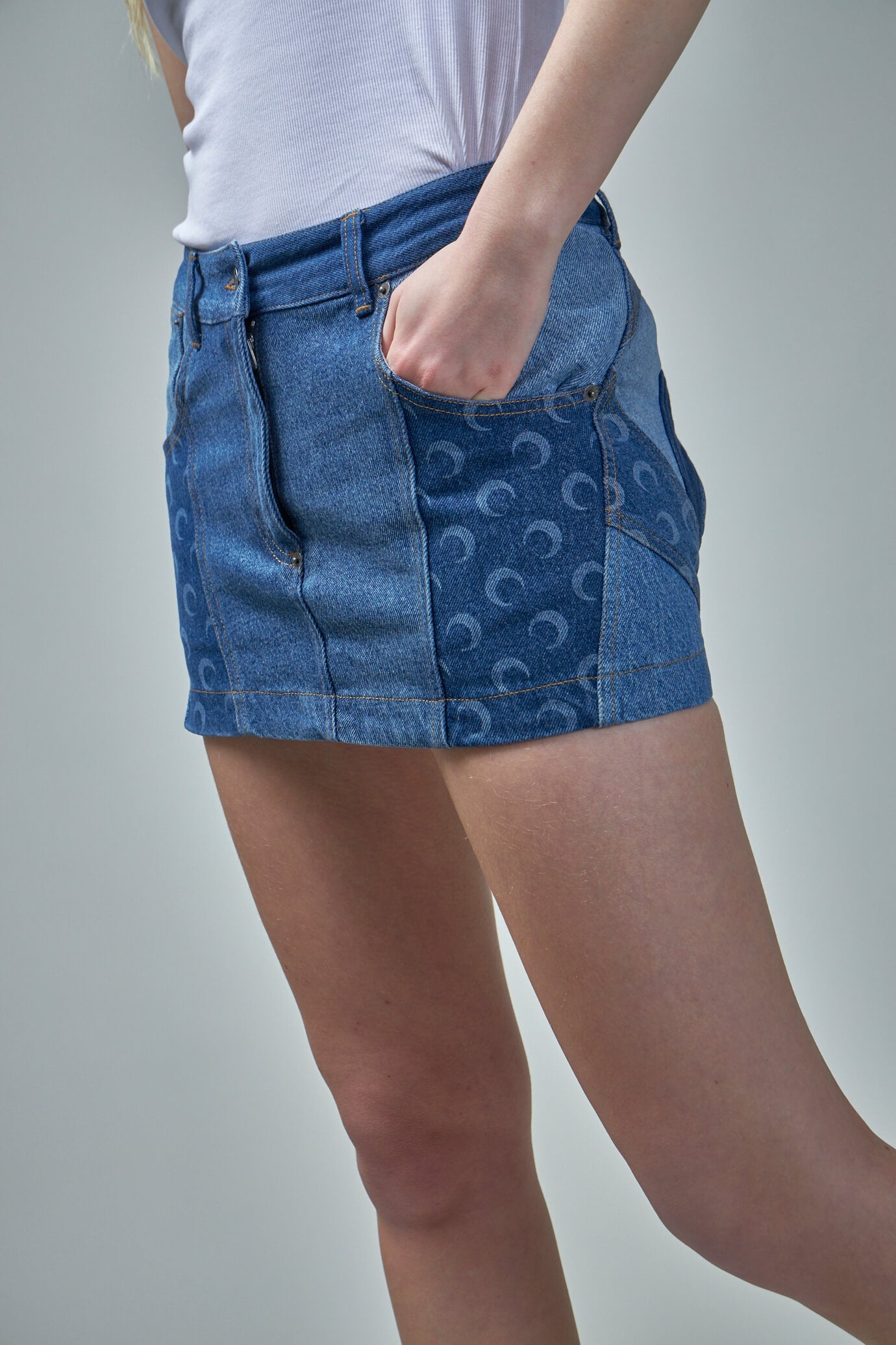 Regenerated Denim Mini Skirt - 4