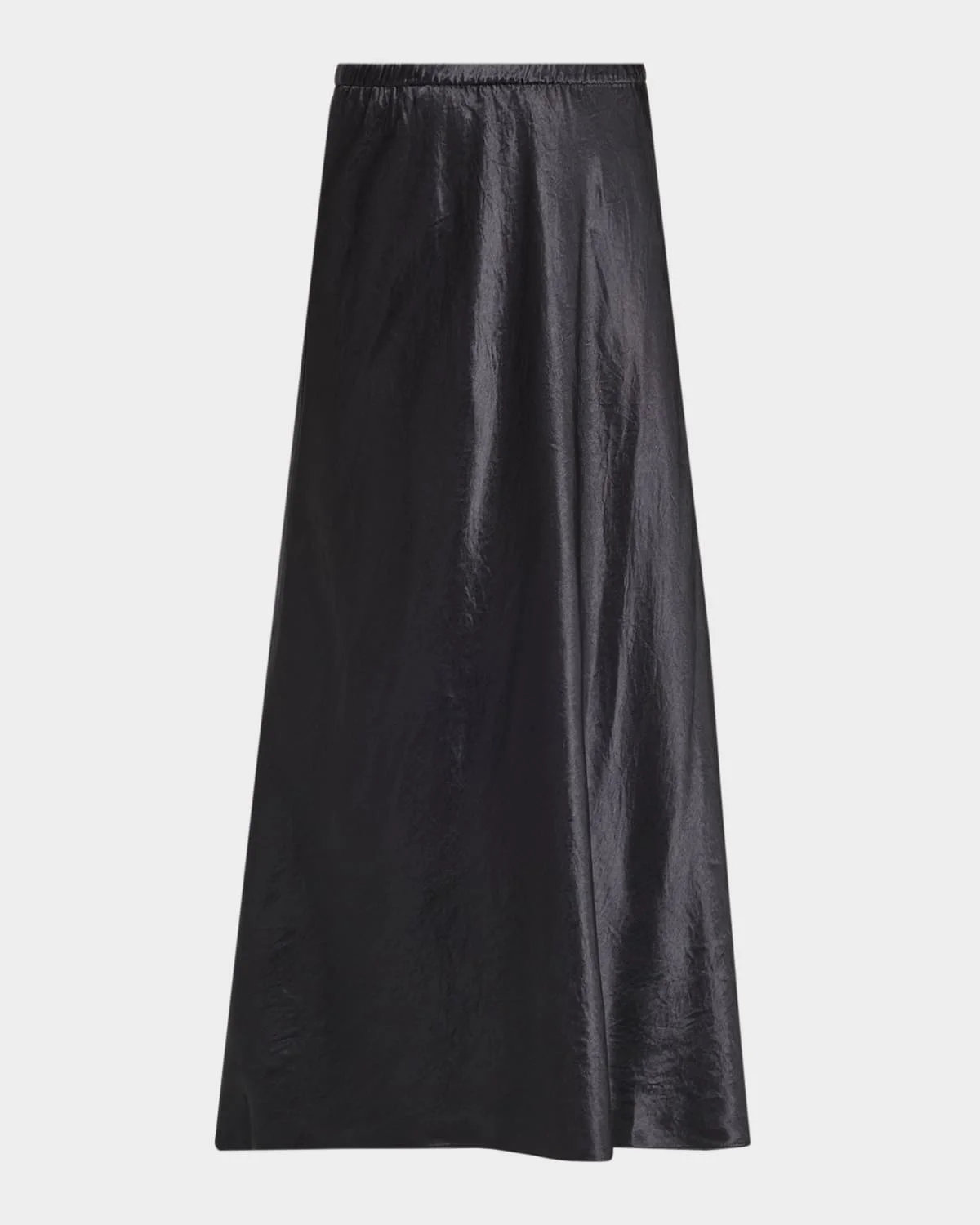 Crinkled Satin Straight Midi Skirt - 1