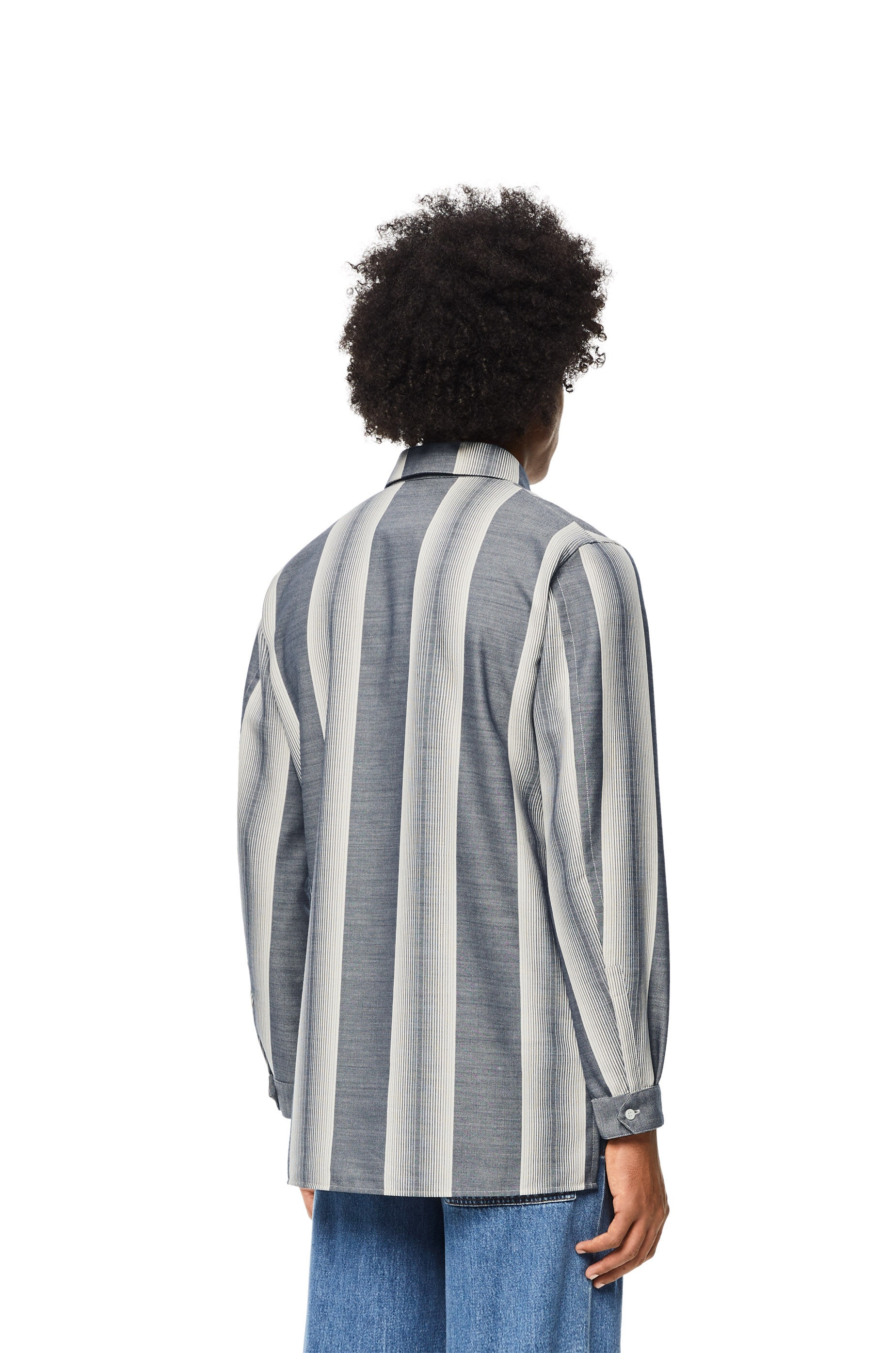 Stripe overshirt in wool and cotton - 4